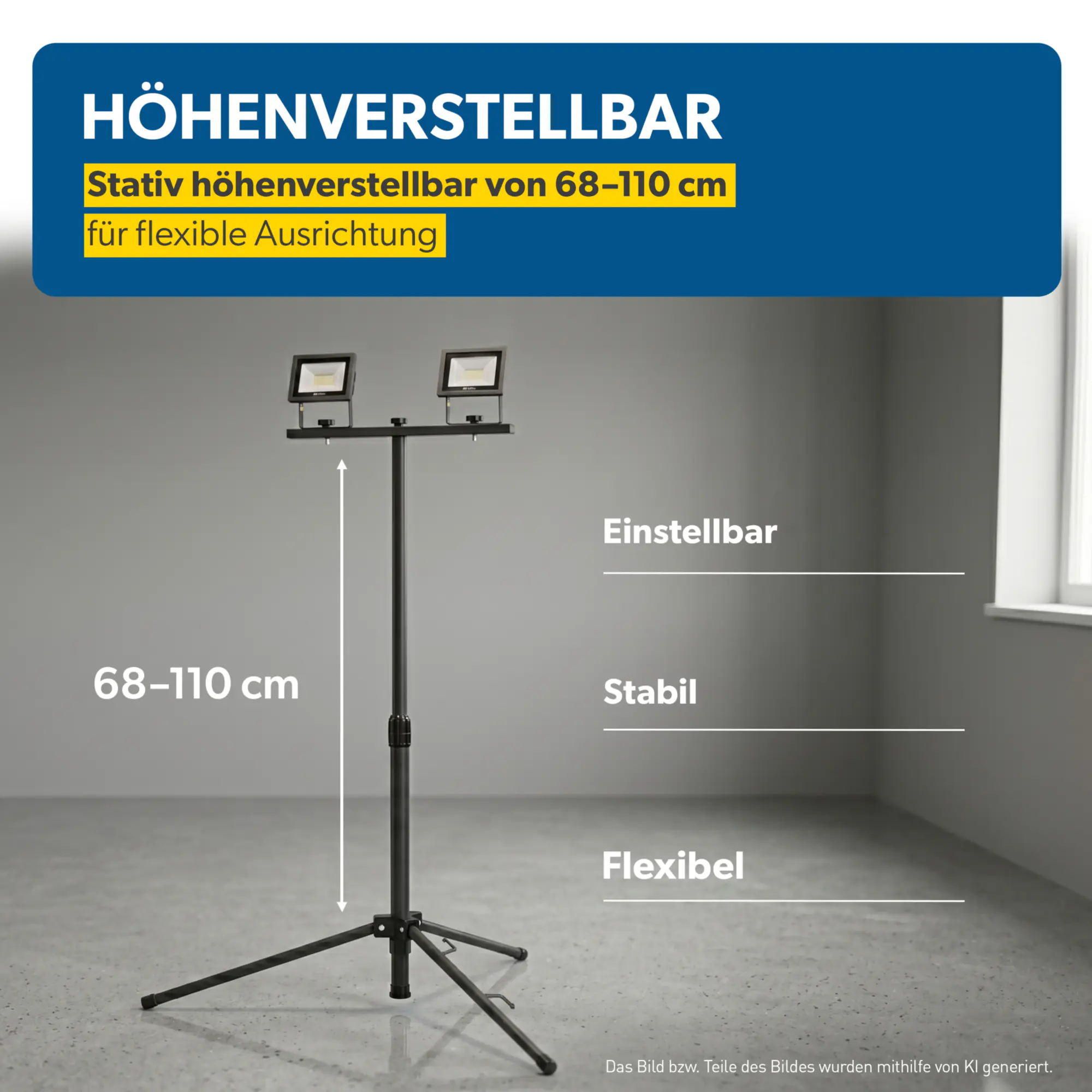 UniTec LED Strahler mit Stativ 2 x 14 W 1700 lm anthrazit
