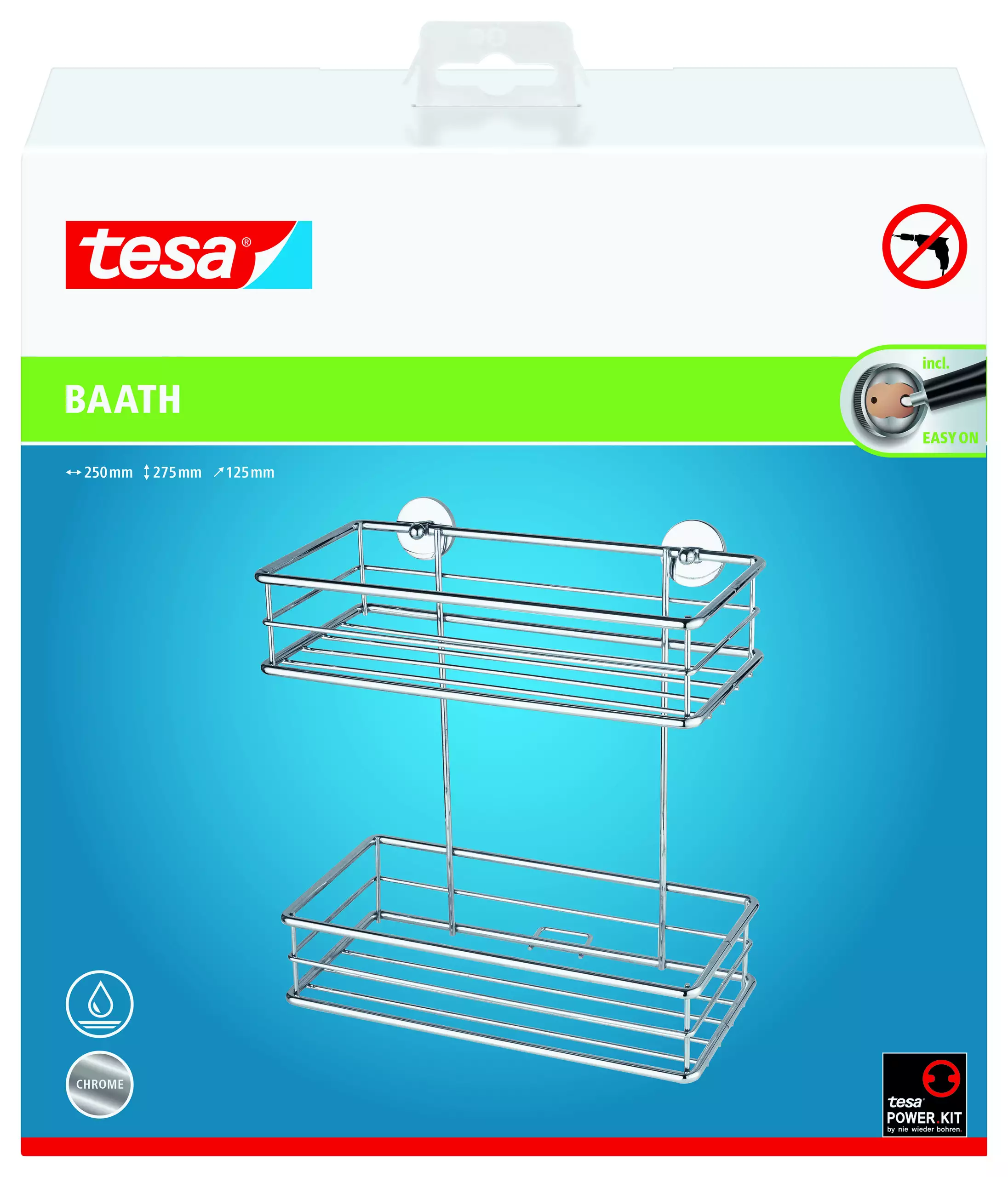 Tesa Ablagekorb BAATH+  zweistöckig zum Kleben