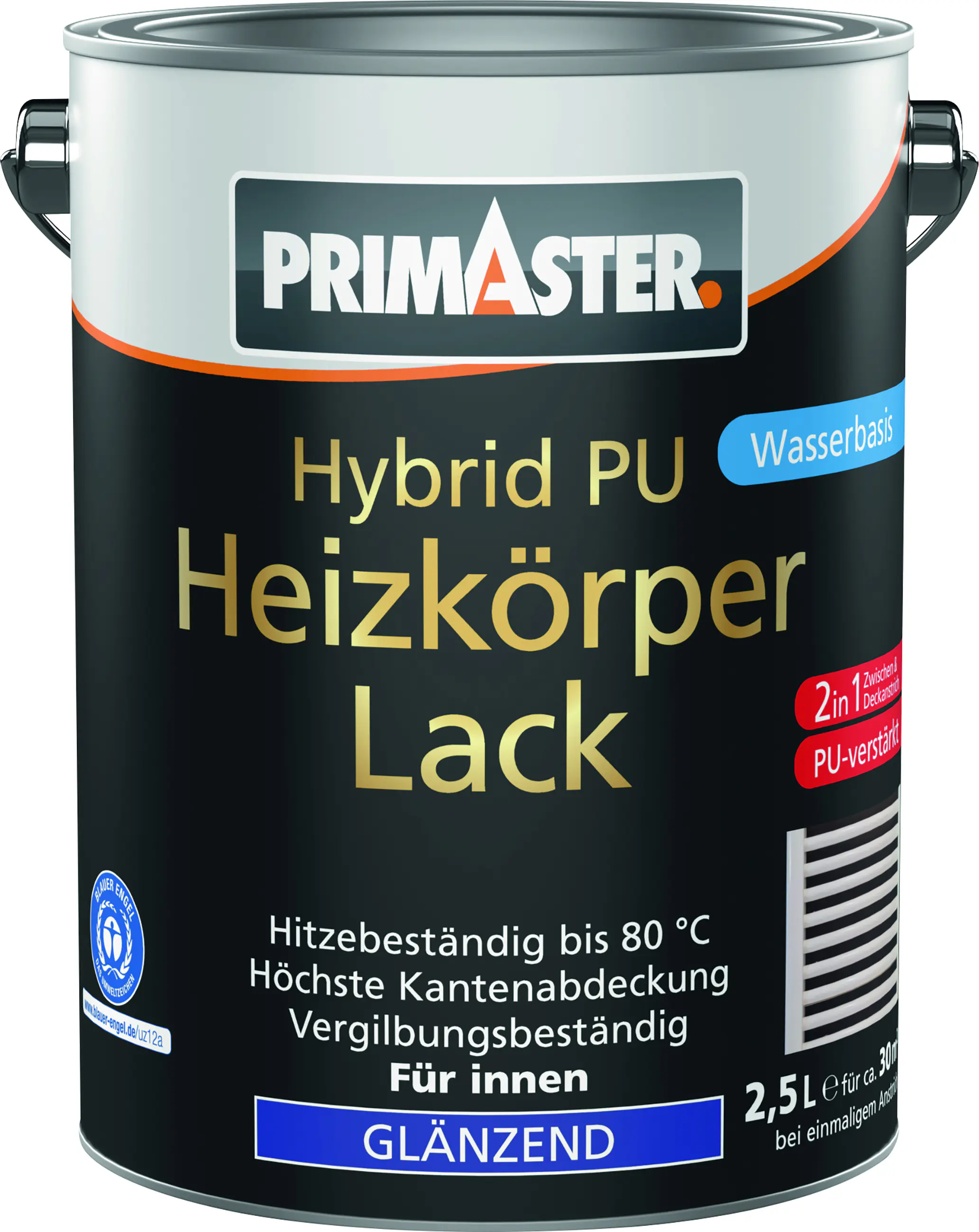 Primaster Hybrid PU-Heizkörperlack weiß glänzend 2,5 L