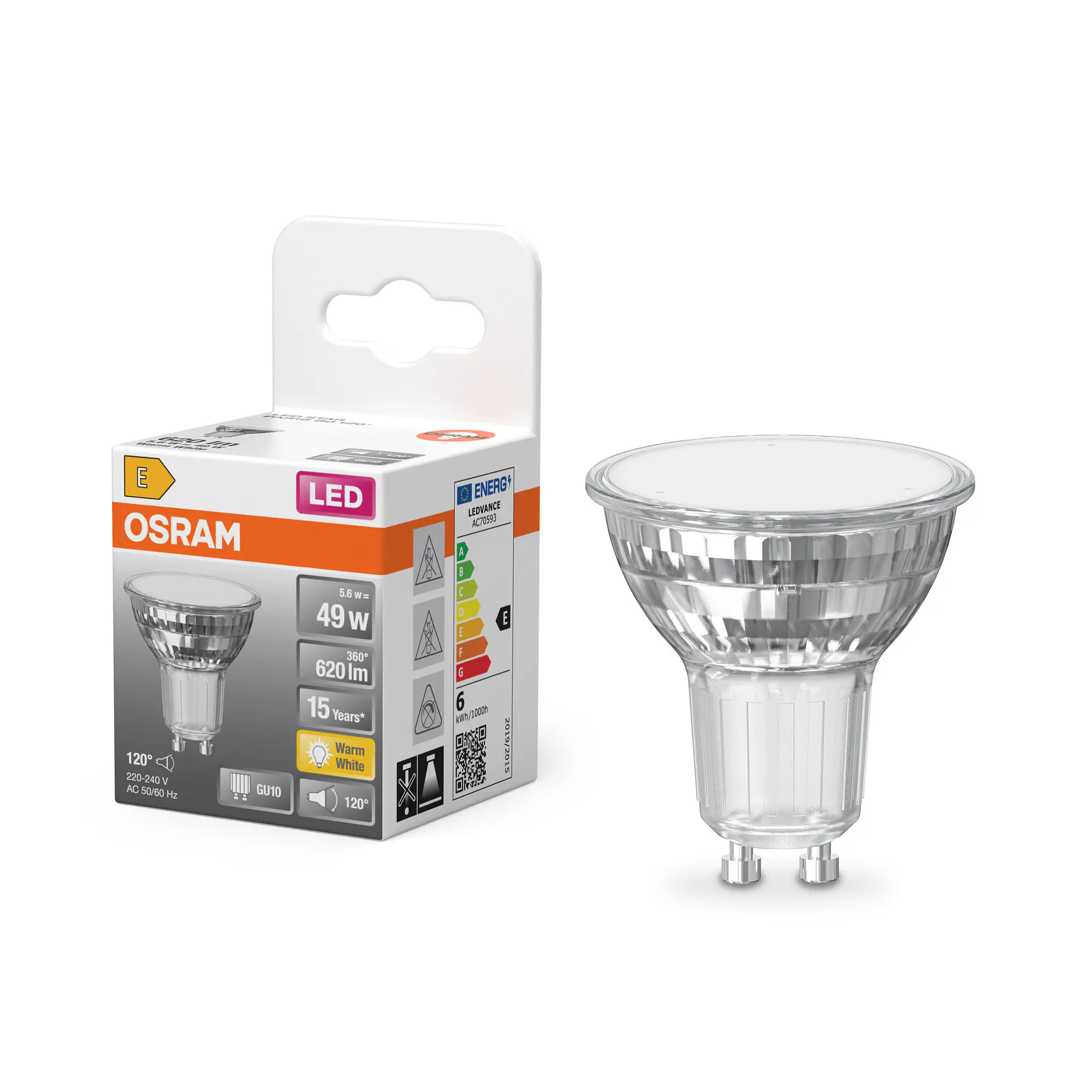 Osram LED Leuchtmittel GU10 Star PAR16 120° 5,6W warmweiß
