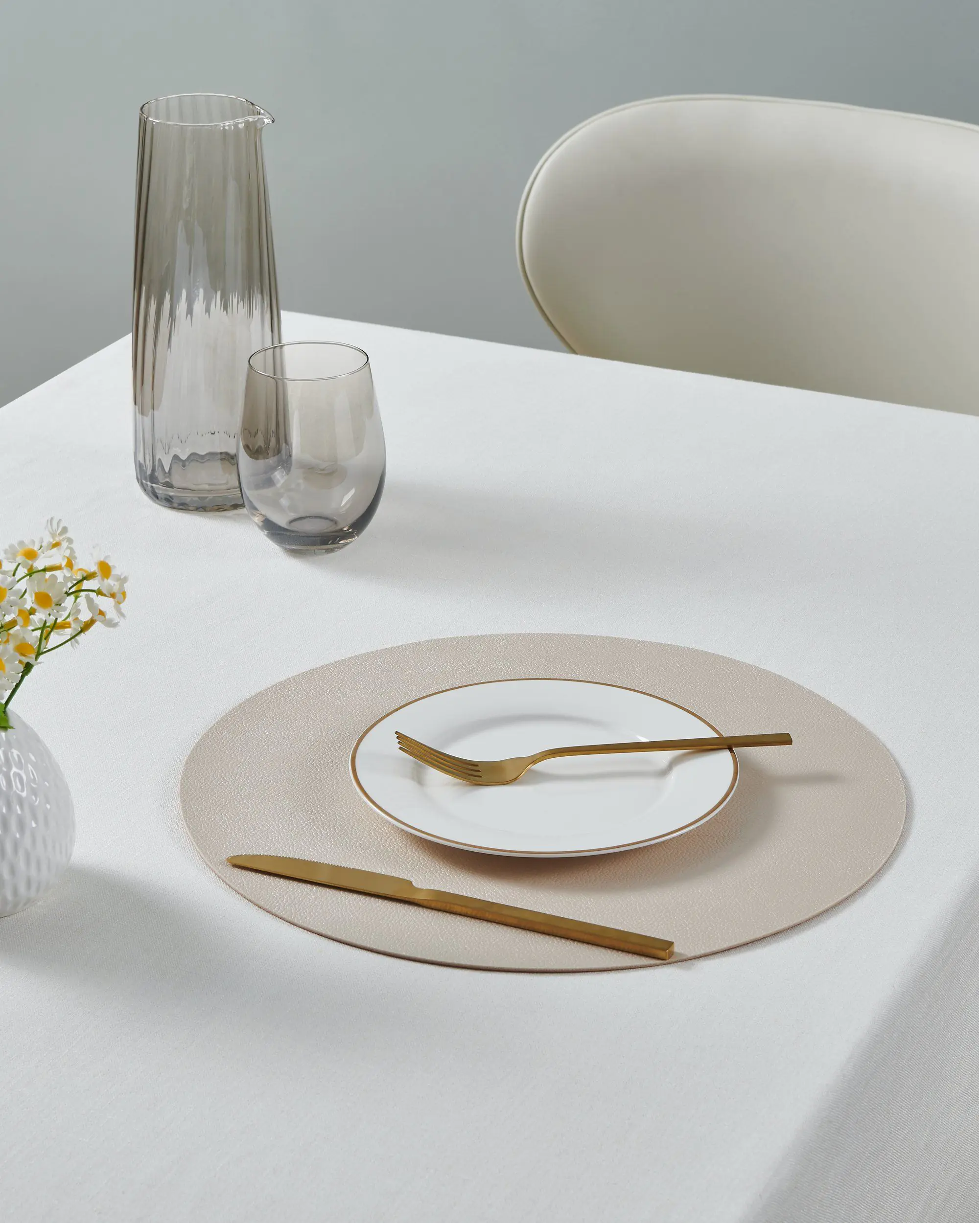 Vinanivao Tischset Ø38 cm creme/gold