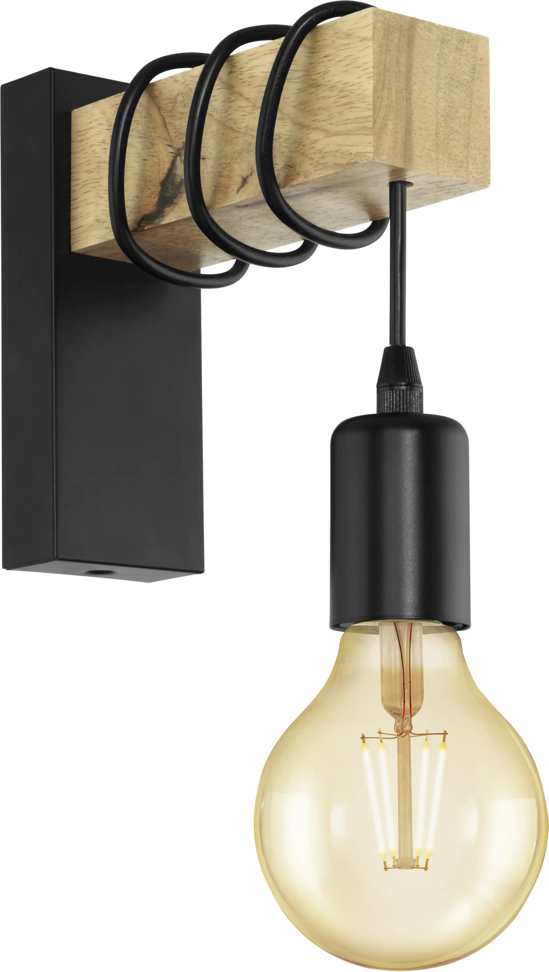 Eglo Wandleuchte Townshend schwarz-braun 21,5 x 6,5 cm E27, max. 60 W