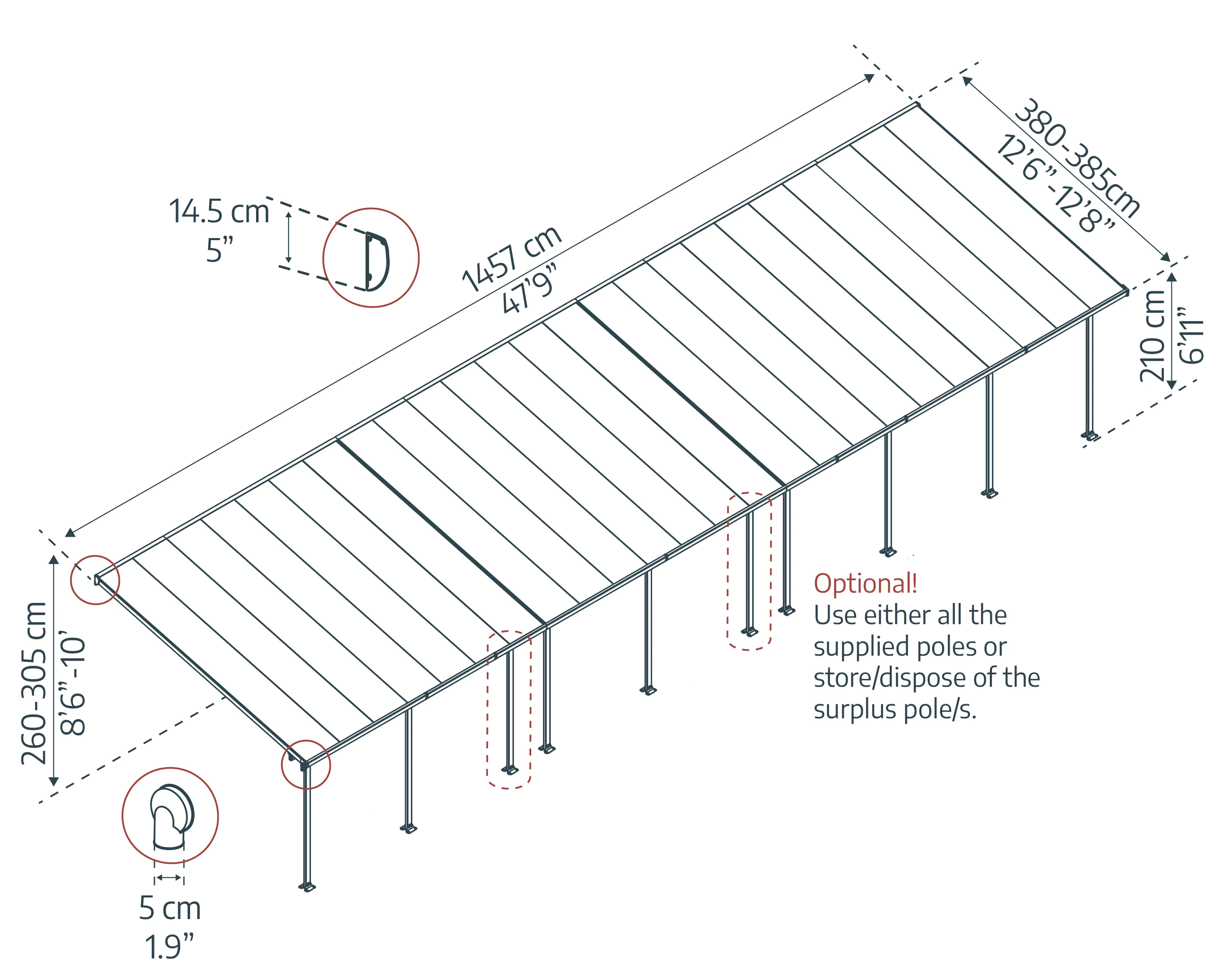 Canopia Terrassendach 1456 x 400 cm weiß