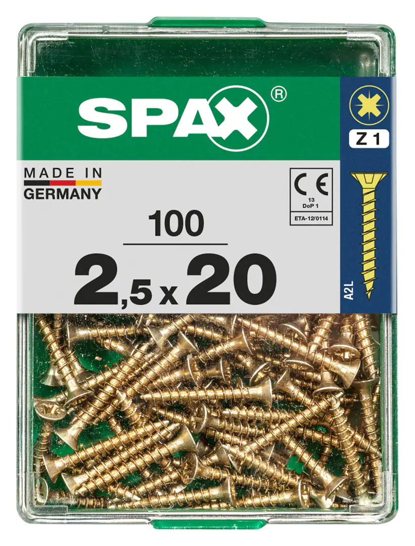 Spax Universalschrauben 2.5 x 20 mm PZ 1 - 100 Stk.