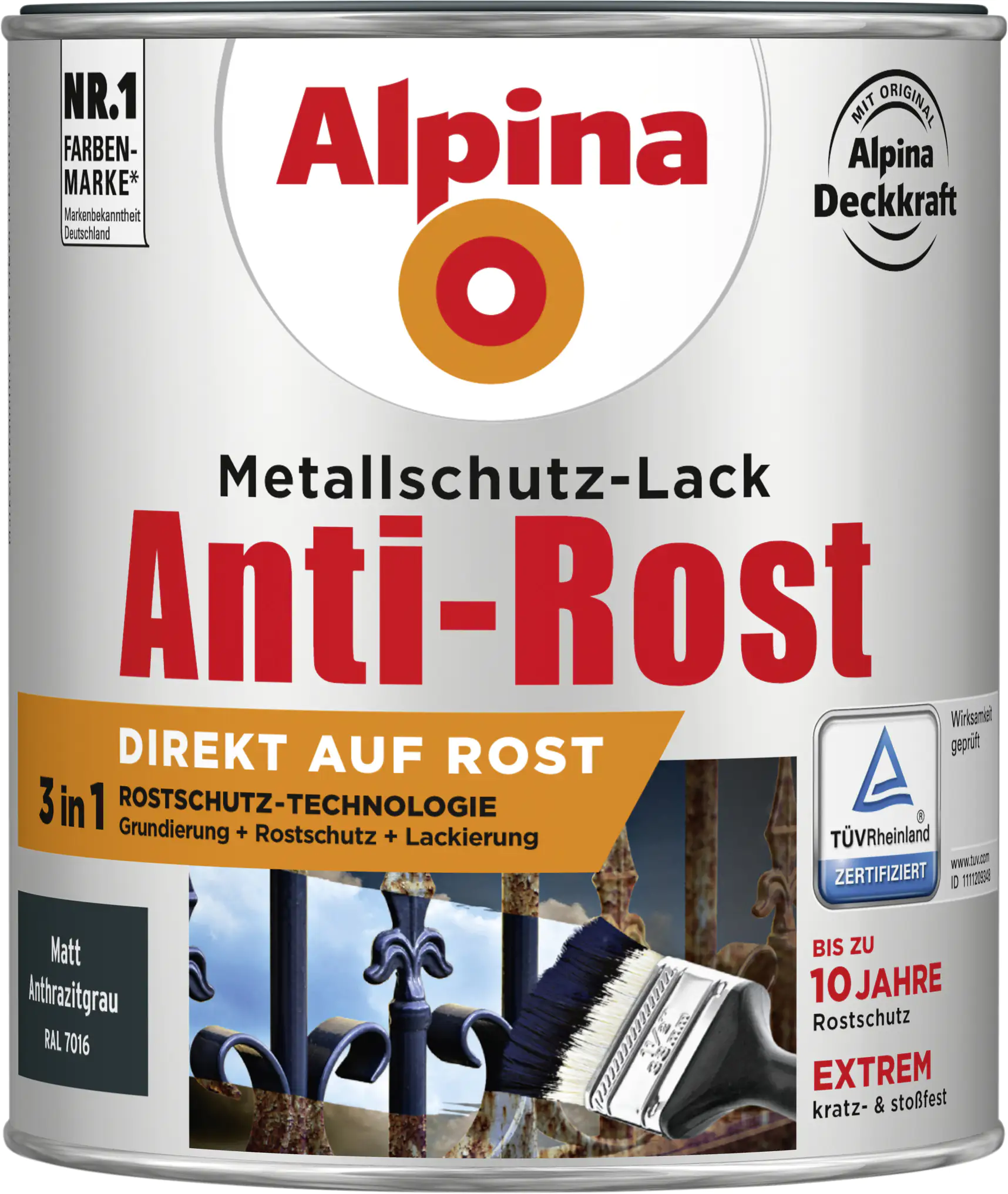 Alpina Metallschutz-Lack Anti-Rost 750 ml anthrazit matt Alpina Metallschutz-Lack Anti-Rost 750 ml anthrazit matt