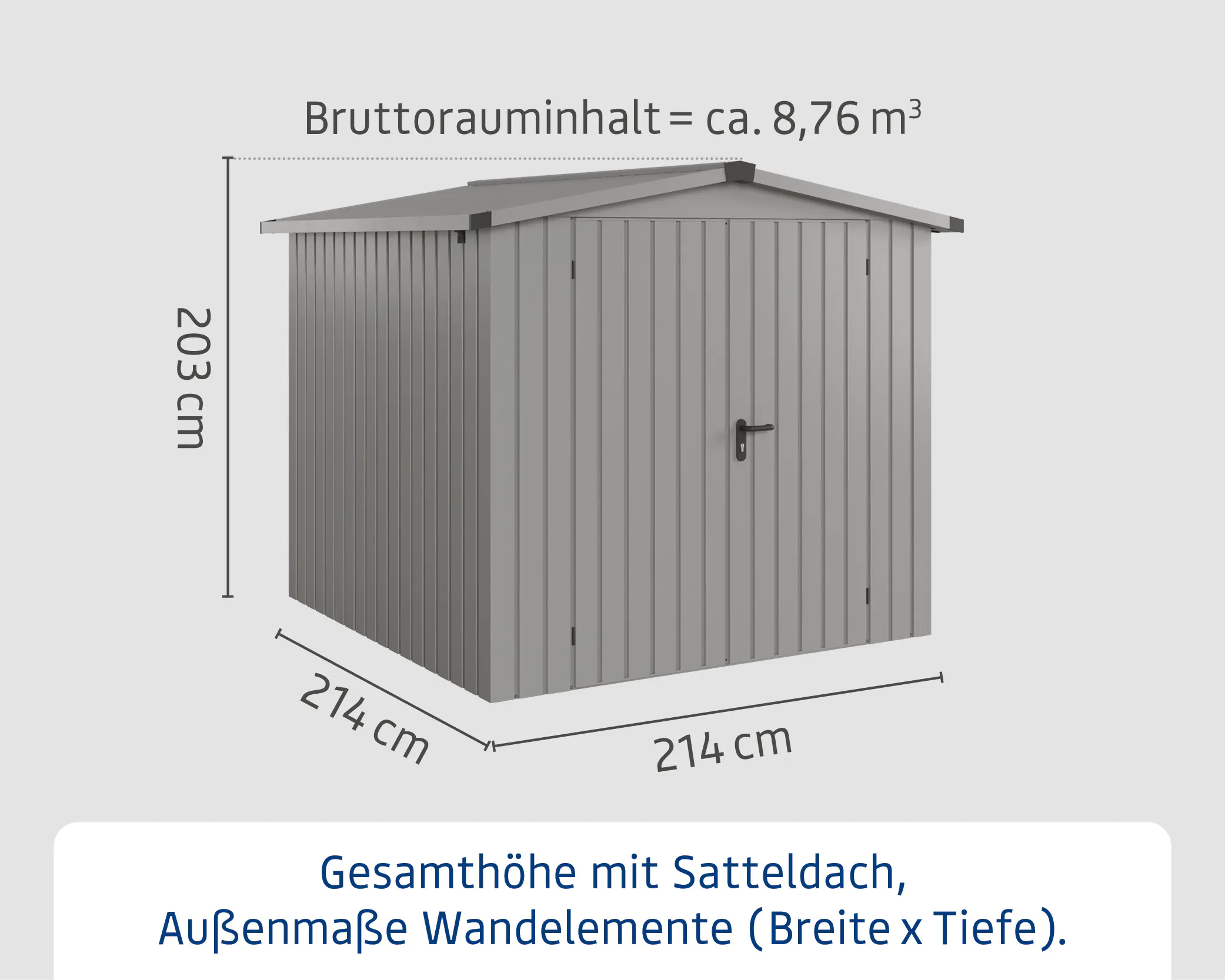 EcoStar Metallgerätehaus Euroline ESD5 aluminiumgrau 214 x 214 cm 2-flg.