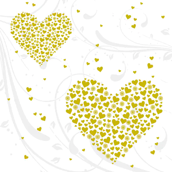 Braun & Company Servietten Golden Hearts 33 x 33 cm - 20er Pack