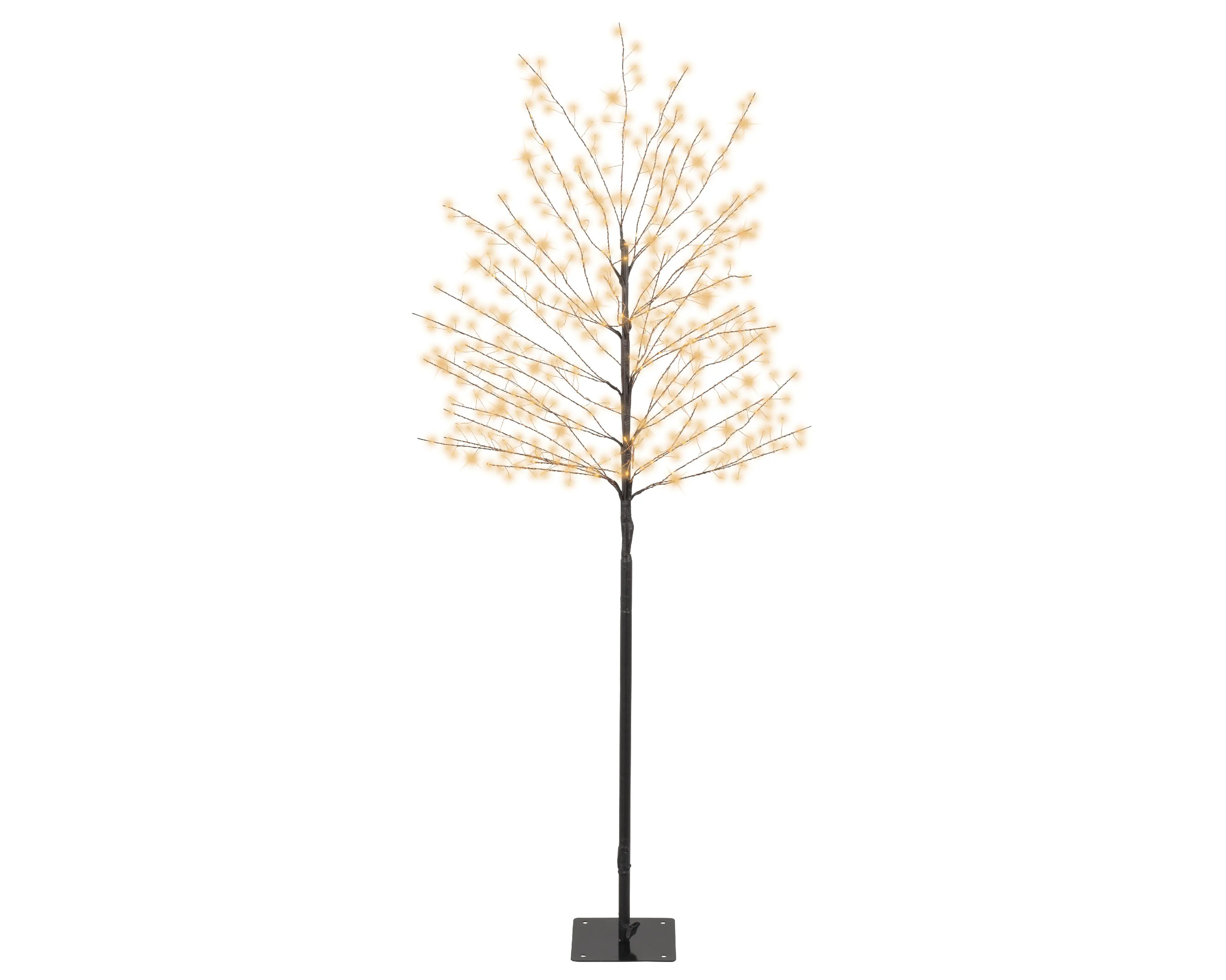Lumineo LED Baum mit Timer schwarz weiß 150 cm warmweiß
