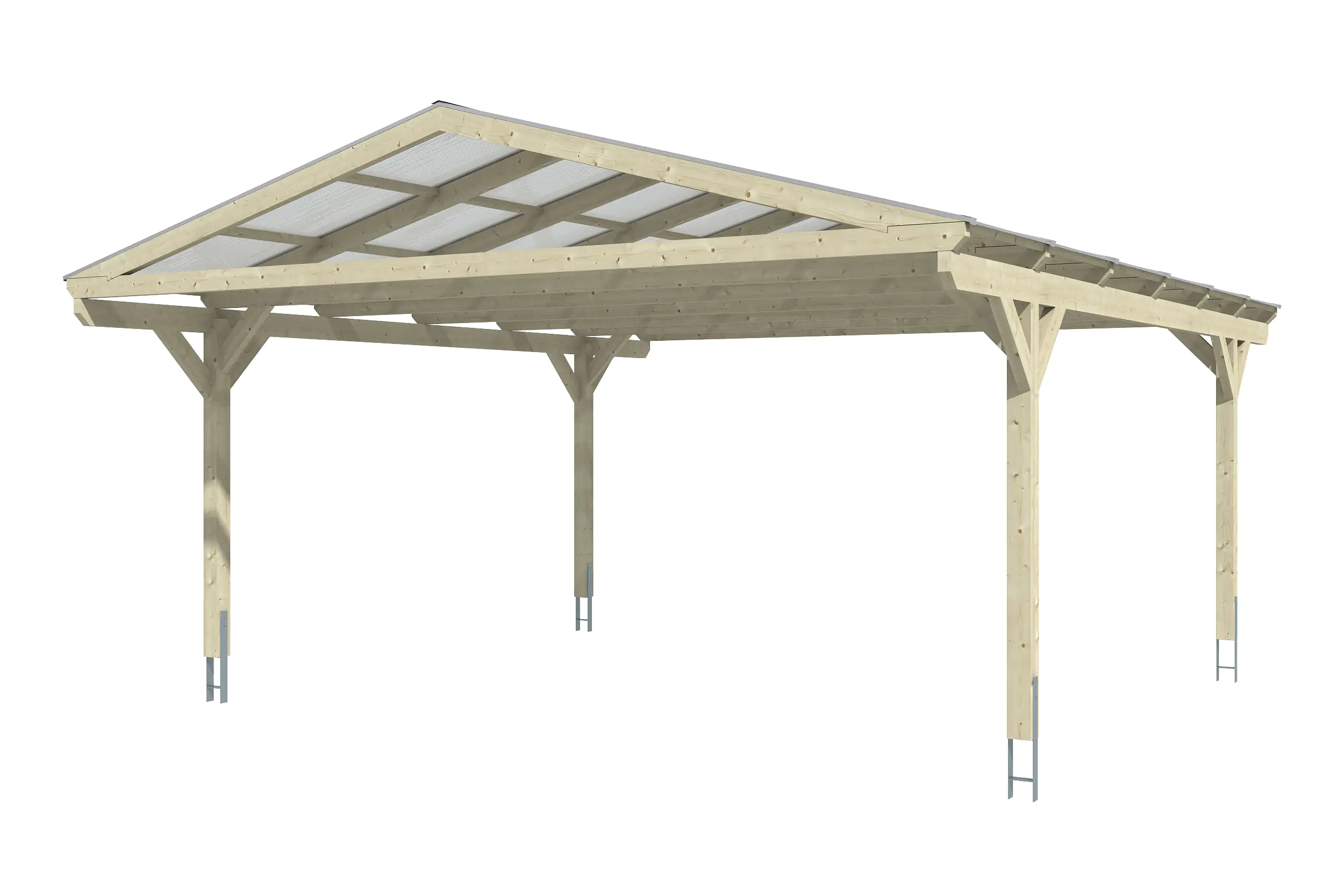 SKAN HOLZ Carport Westerwald 570 x 648 cm, lasiert in Nussbaum