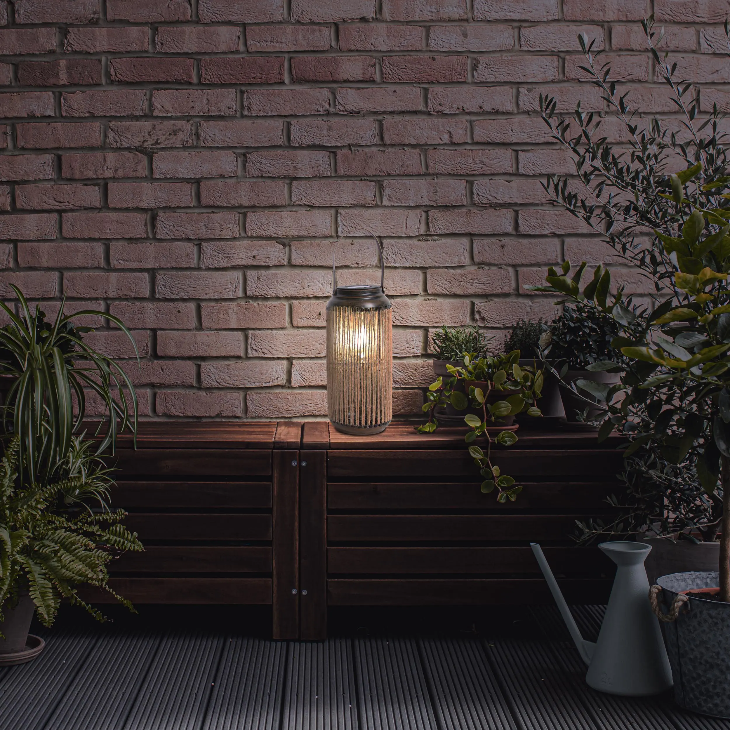 Näve Solar-Gartenleuchte LED mit Aufhängung Korbinian Ø 13 x 29 cm natur