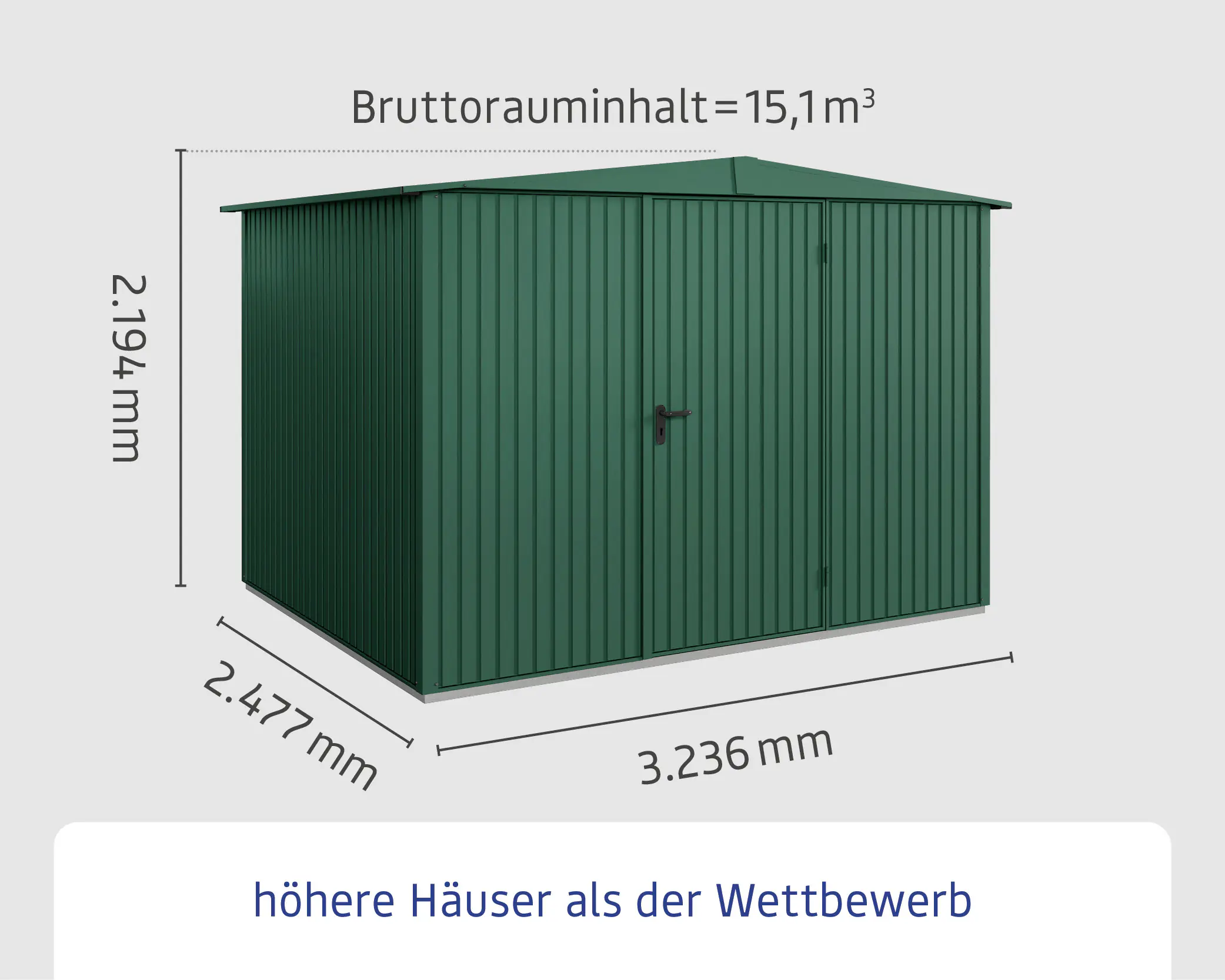 EcoStar Gerätehaus Trend-S Typ 3 323,6 x 247,7 x 219,4 cm moosgrün