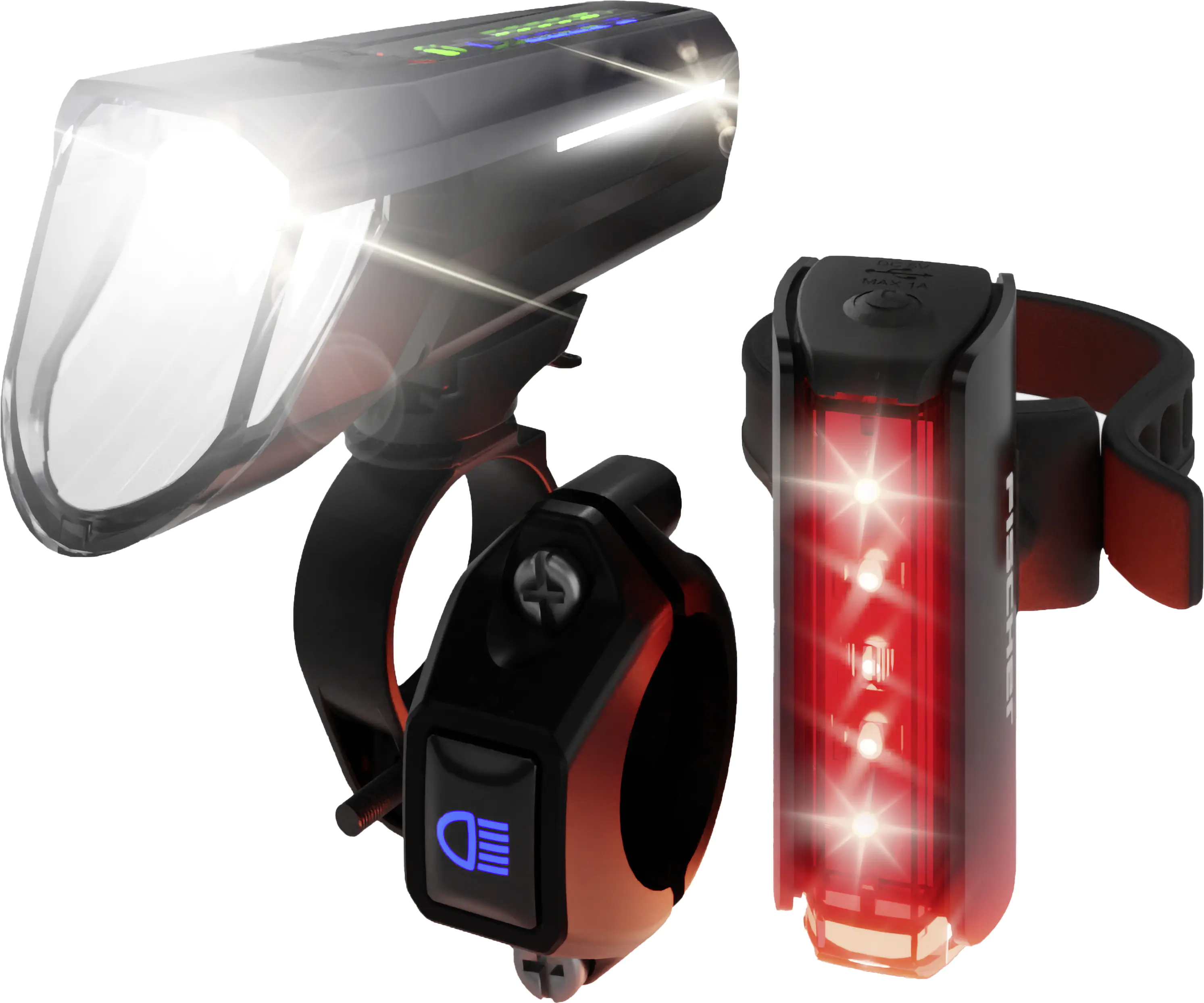 Fischer LED Akku Beleuchtungsset mit Fernlicht, Bodenbeleuchtung und Stopplicht