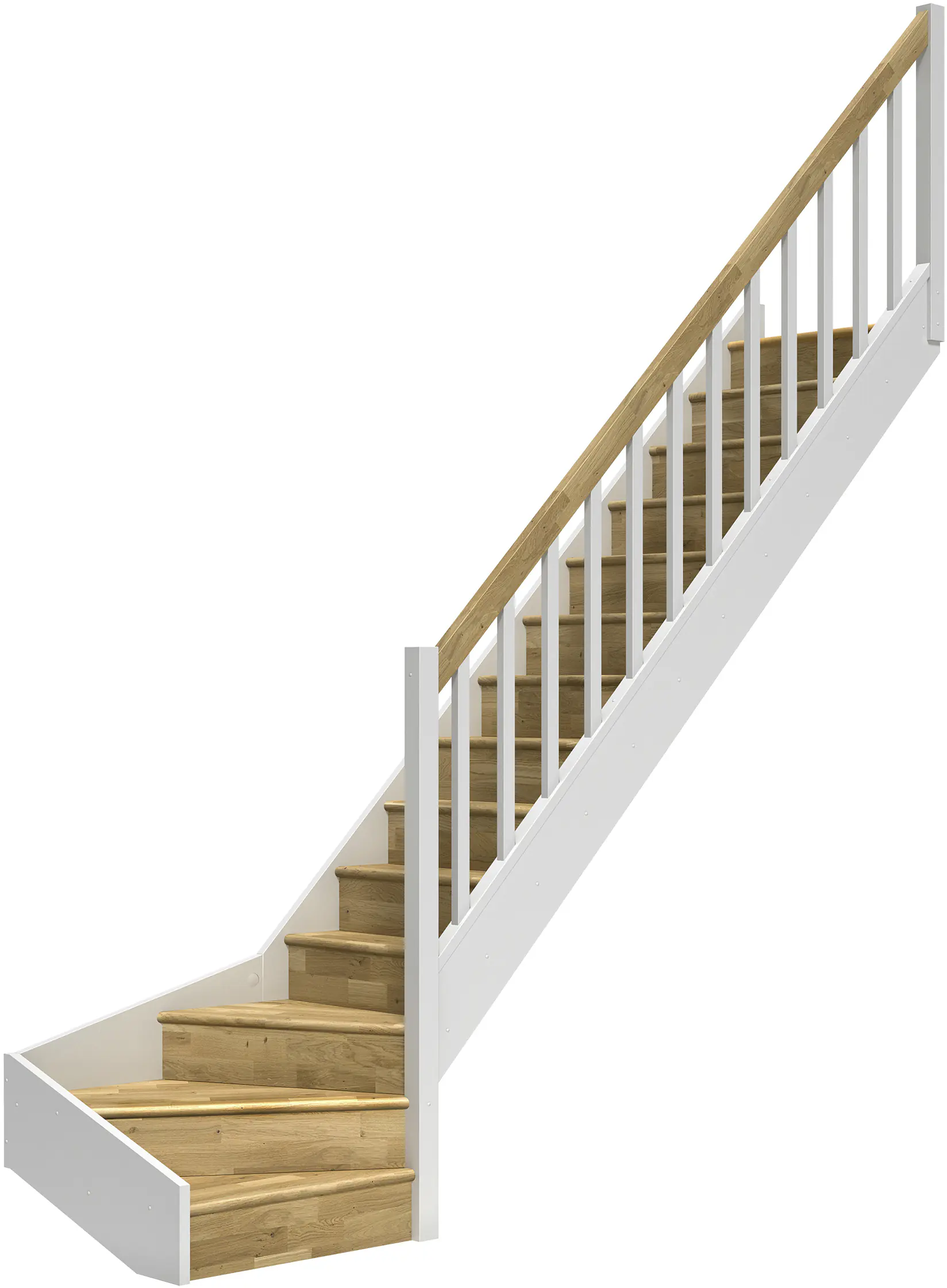 Dolle Raumspartreppen Paris 1/4-gew. Eiche weiß inkl. Geländer