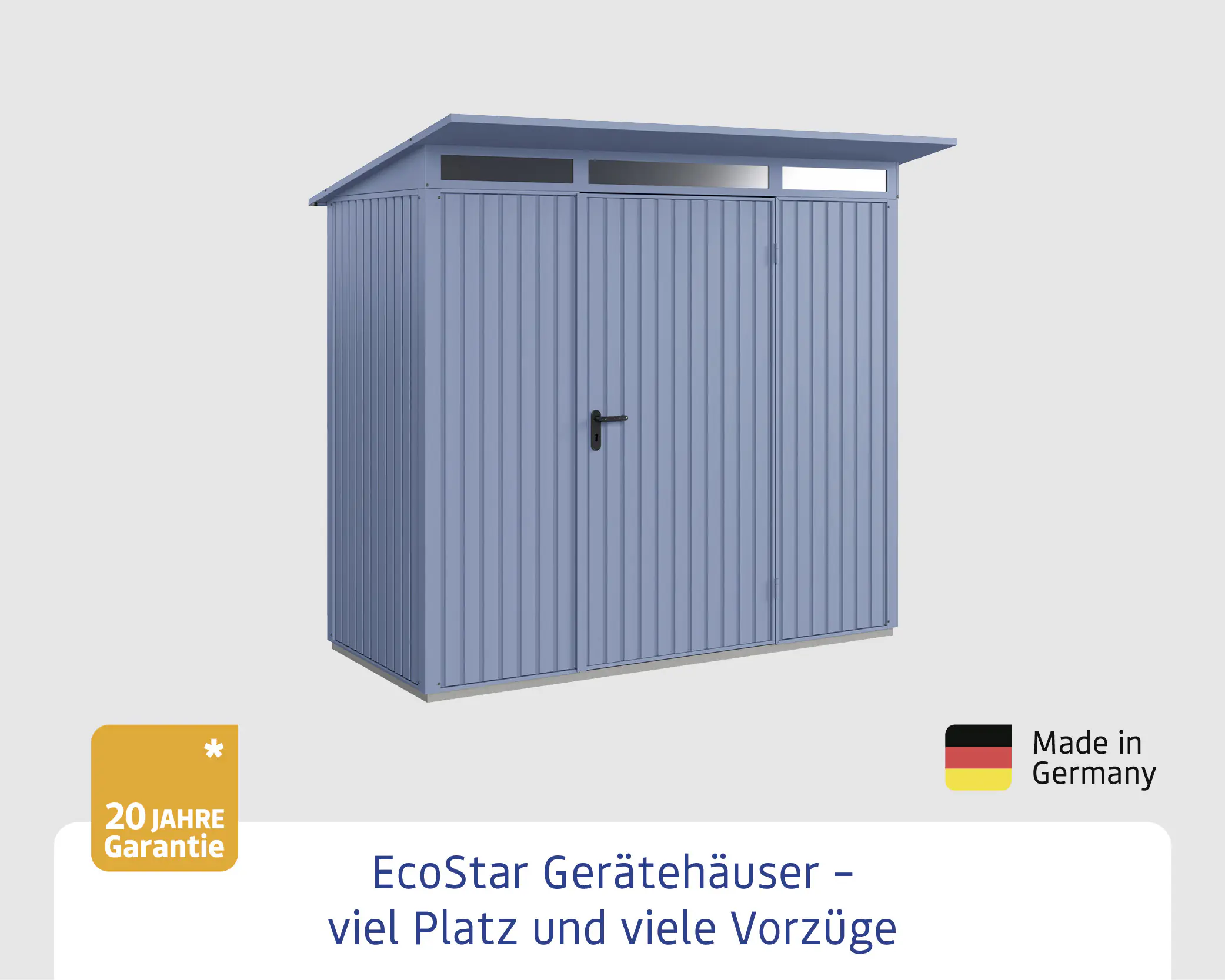 EcoStar Gerätehaus Trend-P Typ 1 taubenblau 247,9 x 153 x 228,6 cm