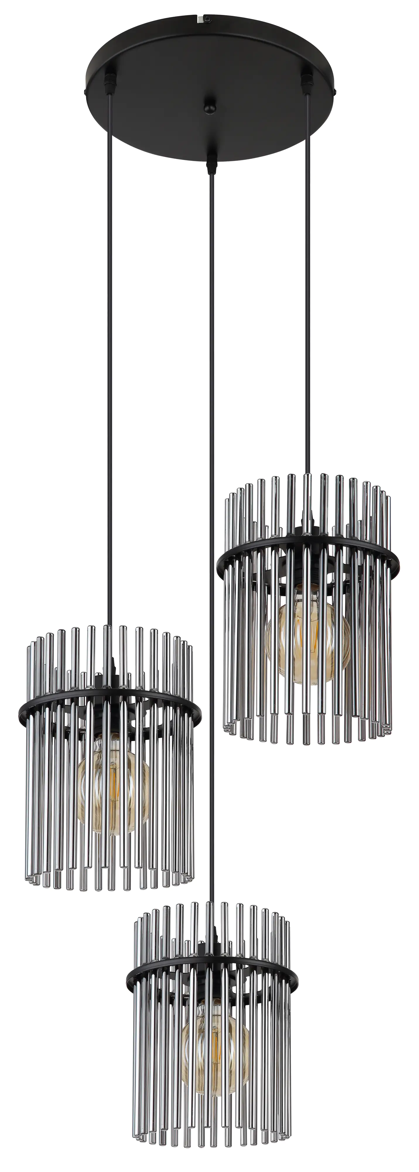 Globo Hängeleuchte Gorley, 3-flammig, E27, IP20, schwarz