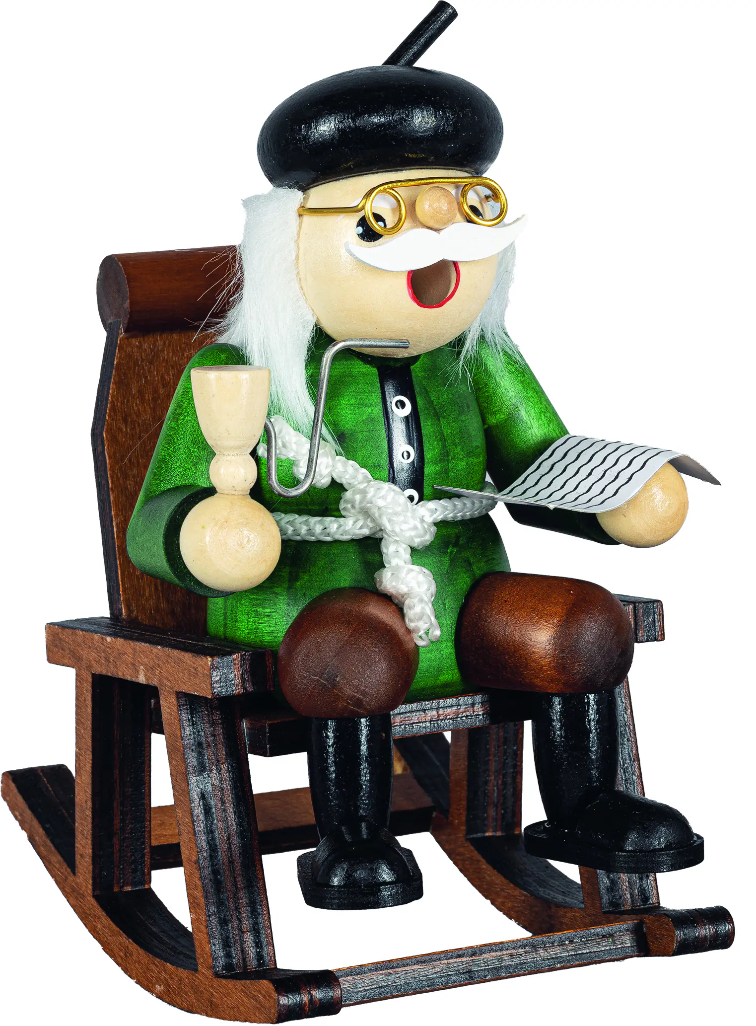 Saico Räucherfigur Opa im Stuhl Holz 30 cm grün/braun