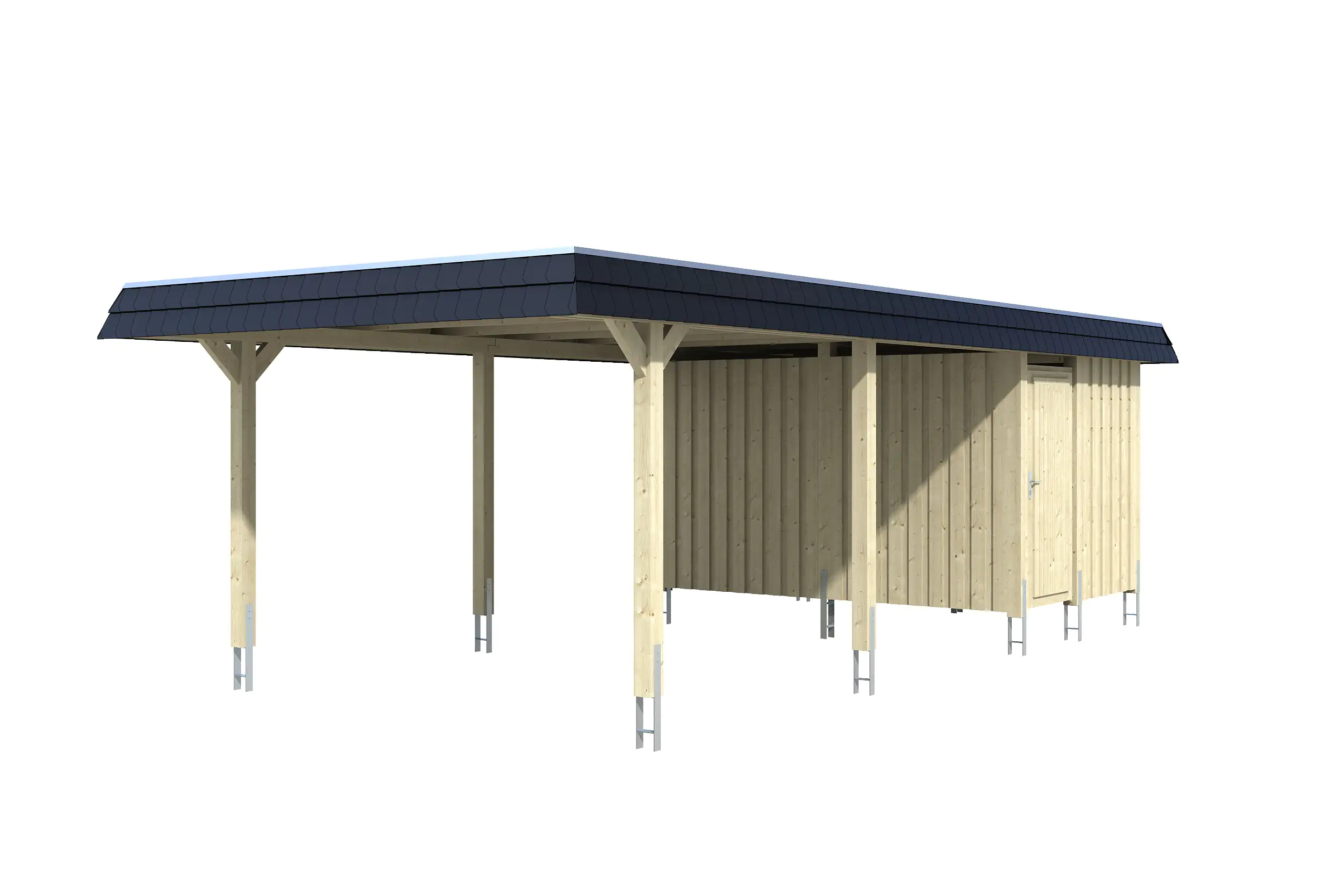 SKAN HOLZ Carport Wendland mit Abstellraum 409 x 870 cm mit Aluminiumdach