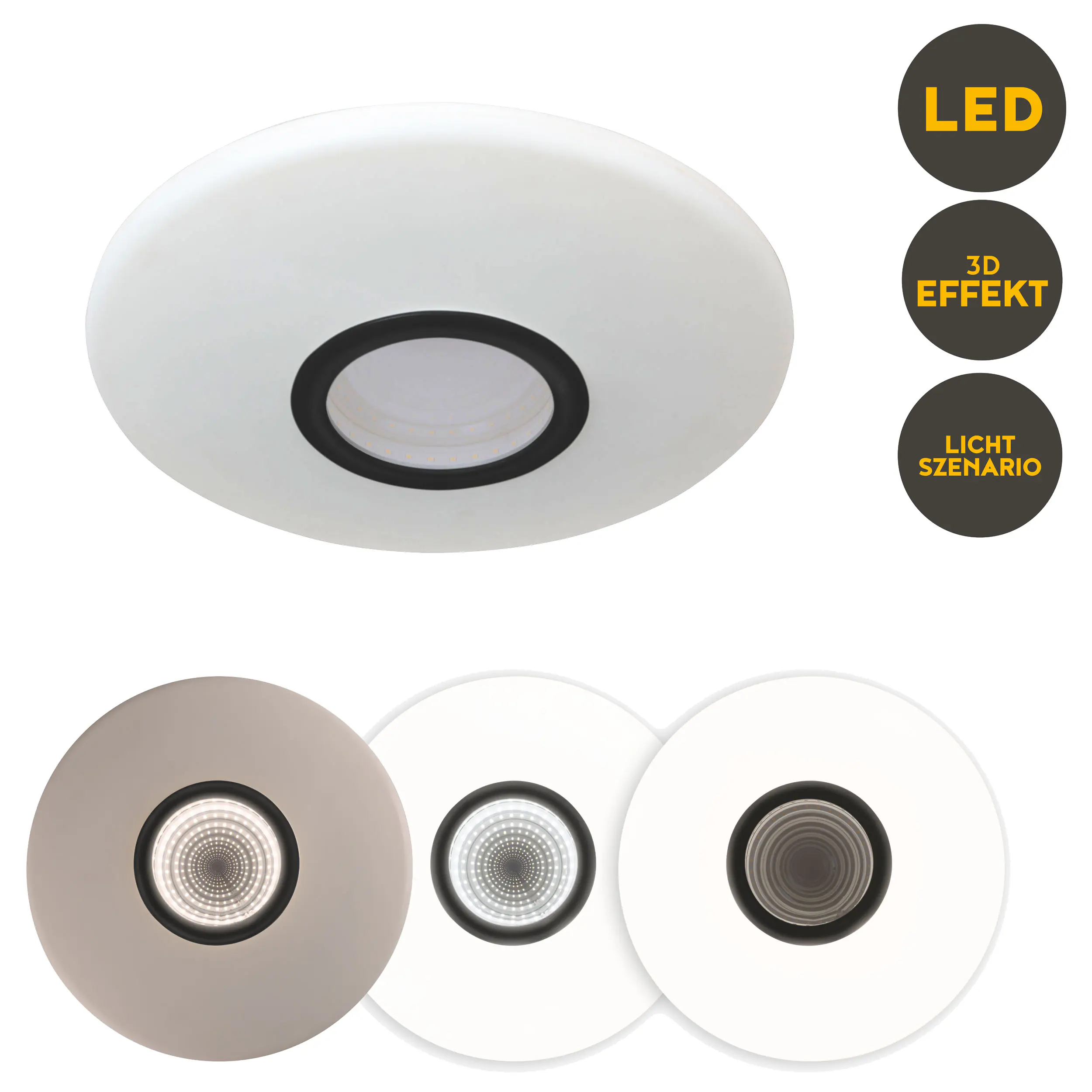 Light & More LED-Deckenleuchte weiß Ø 35 x 5,7 cm warmweiß 