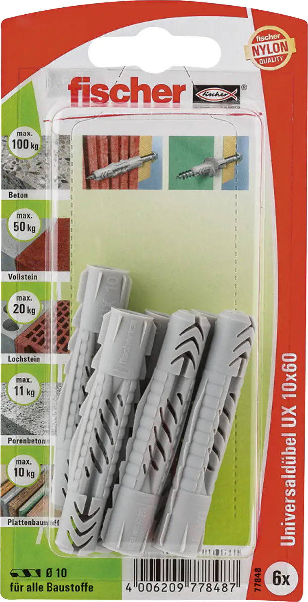 4006209778487 Fischer Universaldübel UX 10.0 x 60 mm - 6 Stück