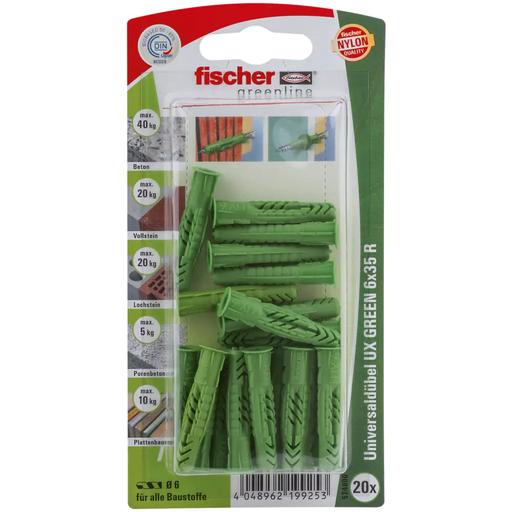 Fischer Universaldübel UX green 6.0 x 35 mm - 20 Stück Fischer Universaldübel UX green 6.0 x 35 mm - 20 Stück