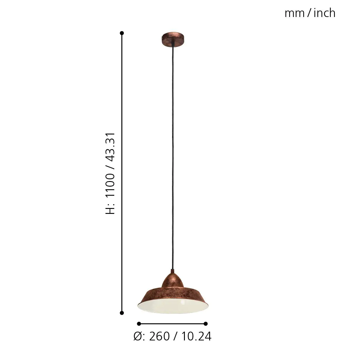 Eglo Pendelleuchte Auckland kupfer-antik