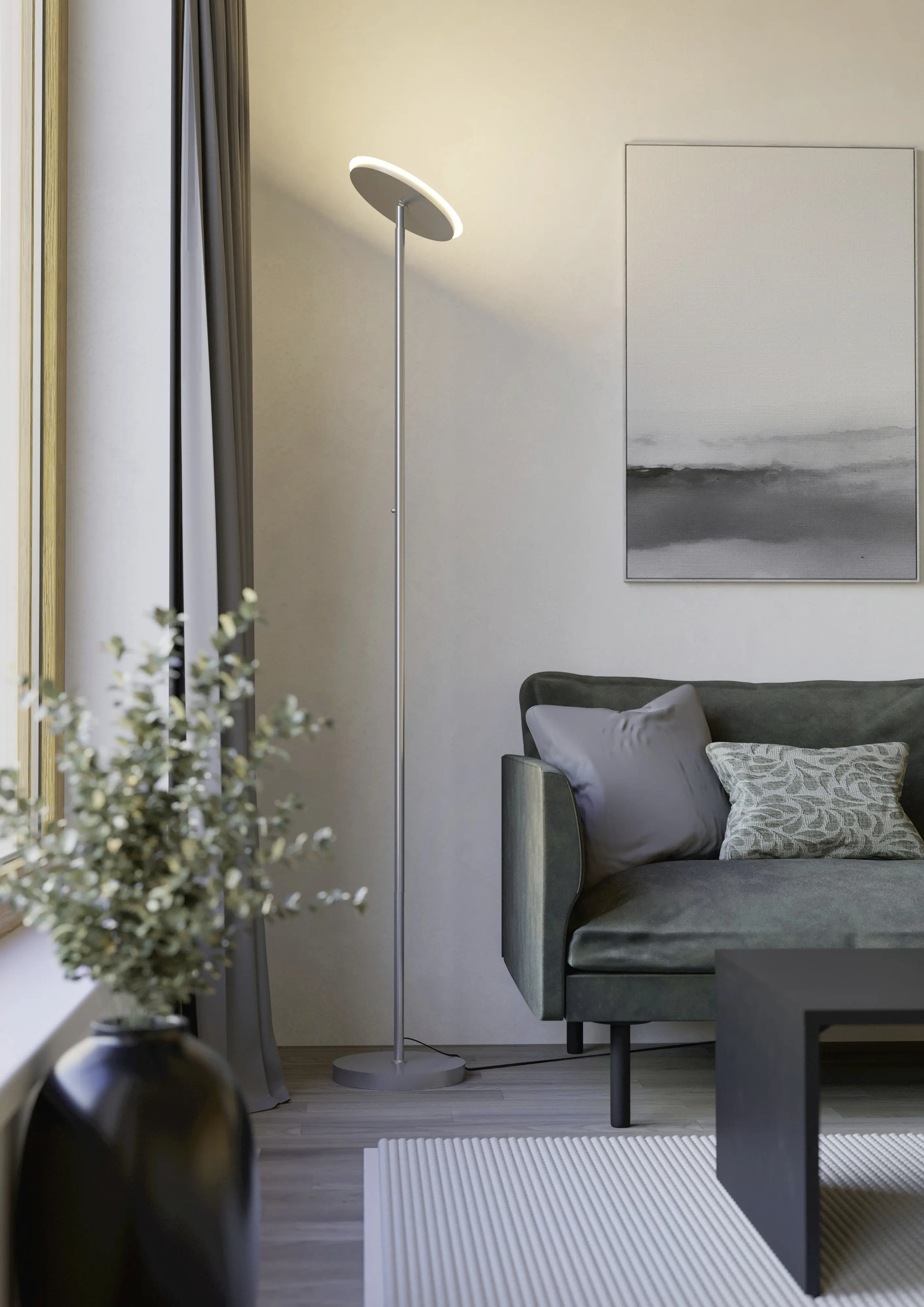 Eglo LED-Stehleuchte Piagnolo Ø 25 x H 168 cm silber Touchdimmer