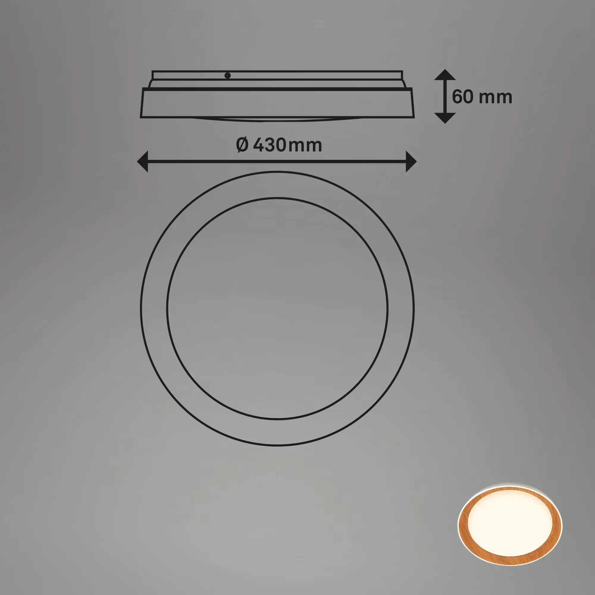 Di-Ka LED Deckenleuchte Frame 24W, 2600lm, 3000K, Holz, weiß