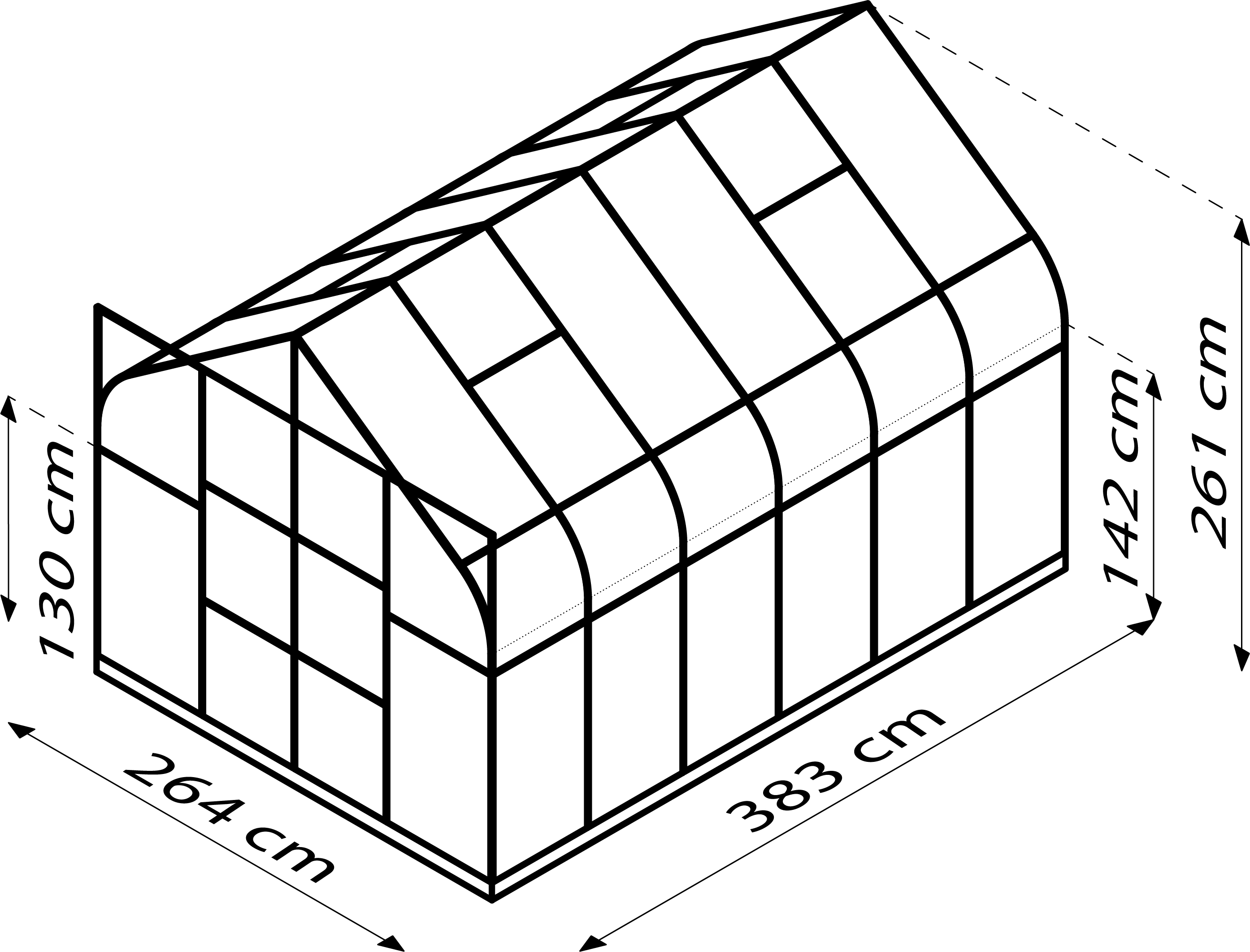 Vitavia Gewächshaus-Set Dione 9900 HKP 4 mm schwarz 254 x 378 cm 