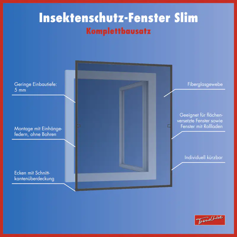 TrendLine Fliegenschutz-Fenster SLIM 120 x 150 cm anthrazit/anthrazit kürzbar