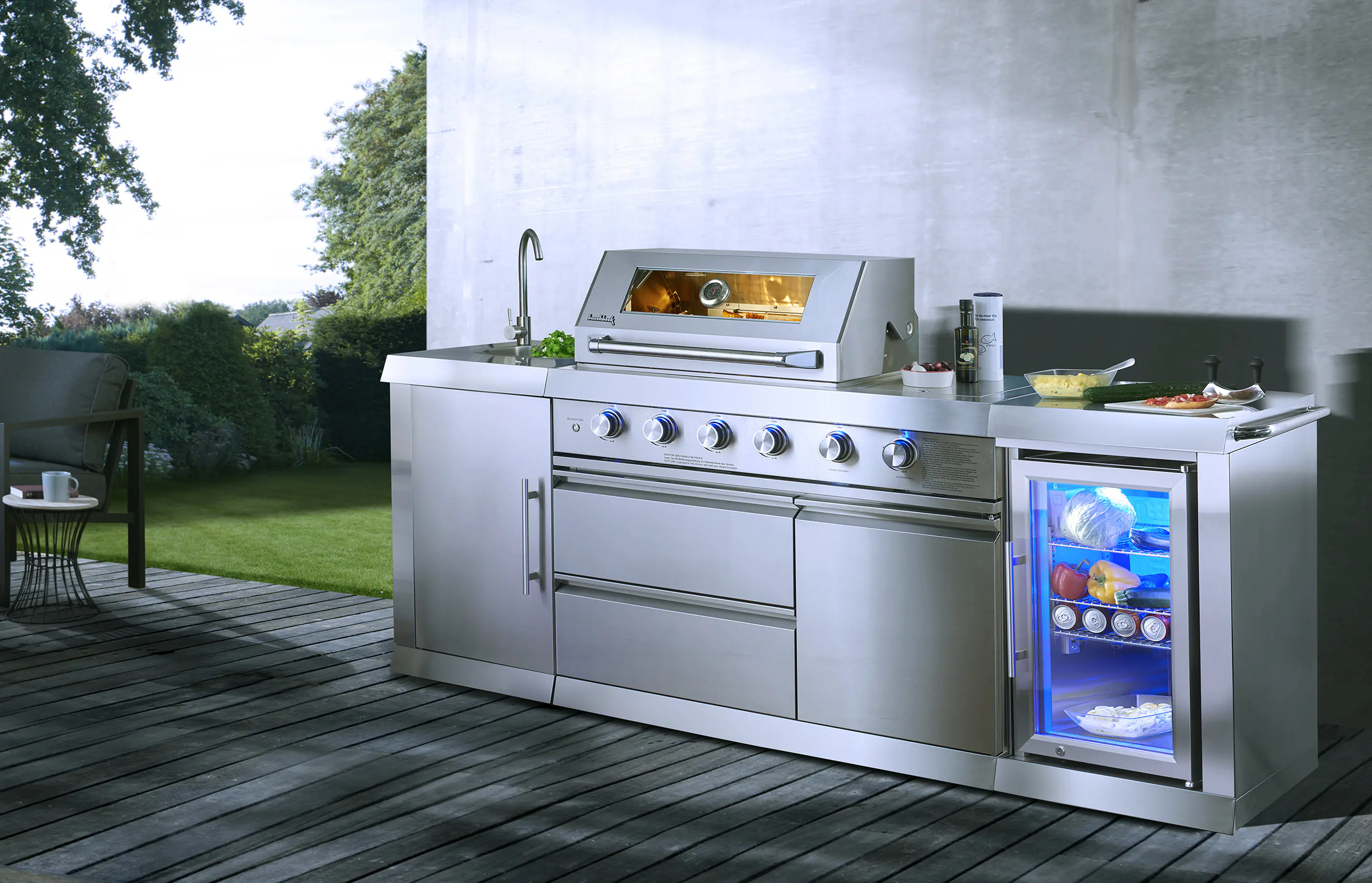 Buschbeck Outdoorküche Oxford inkl. 1 Seitenbrenner, Spüle und Kühlschrank Buschbeck Outdoorküche Oxford inkl. 1 Seitenbrenner, Spüle und Kühlschrank