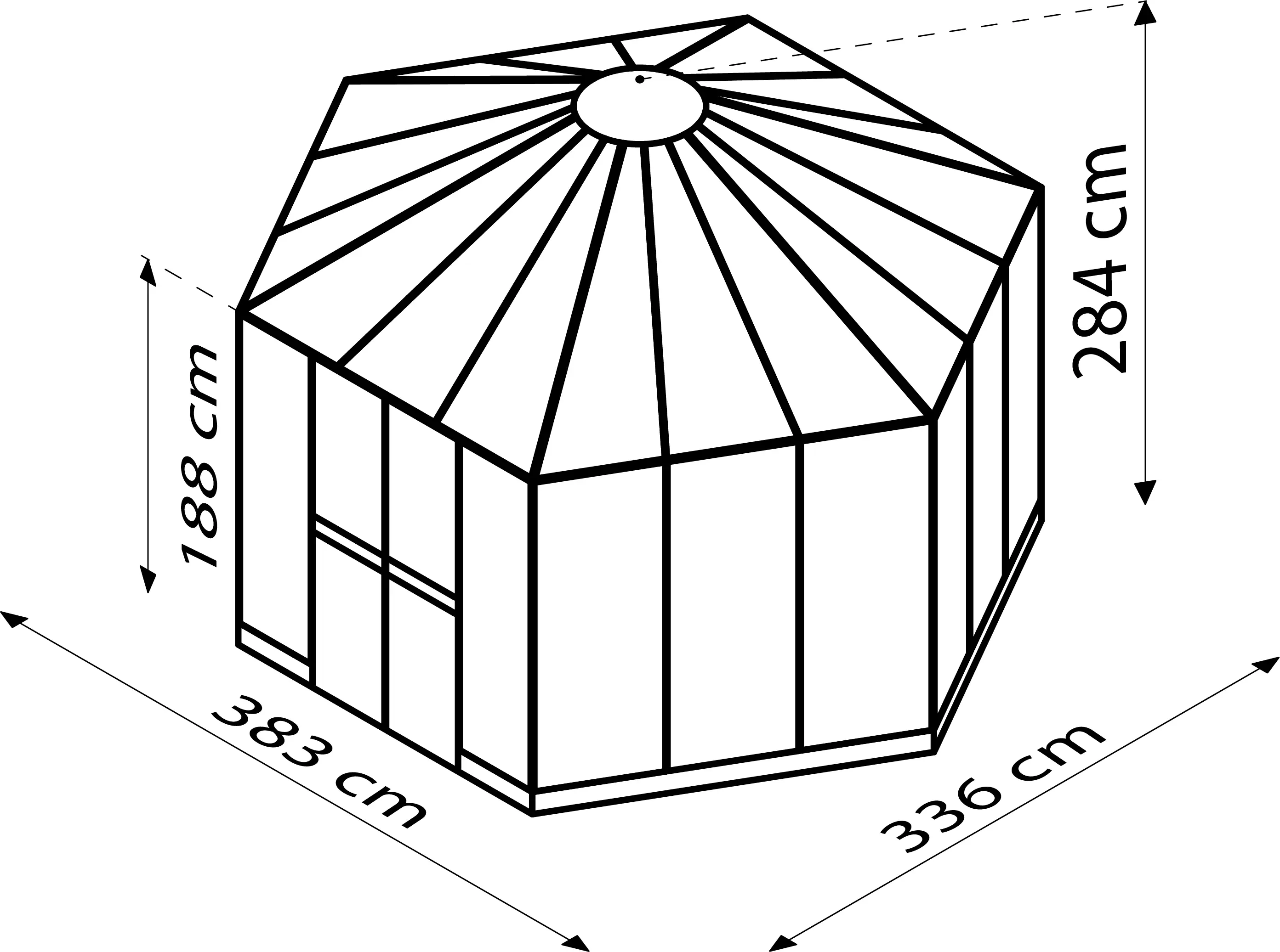 Vitavia Gewächshaus Pi 9000 ESG 3 mm 383 x 333 cm