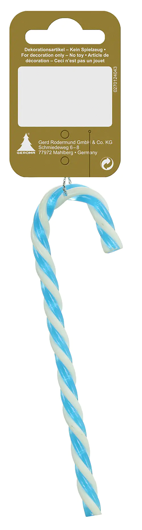 Weihnachtsanhänger Zuckerstange hellblau, 15 cm Weihnachtsanhänger Zuckerstange hellblau, 15 cm