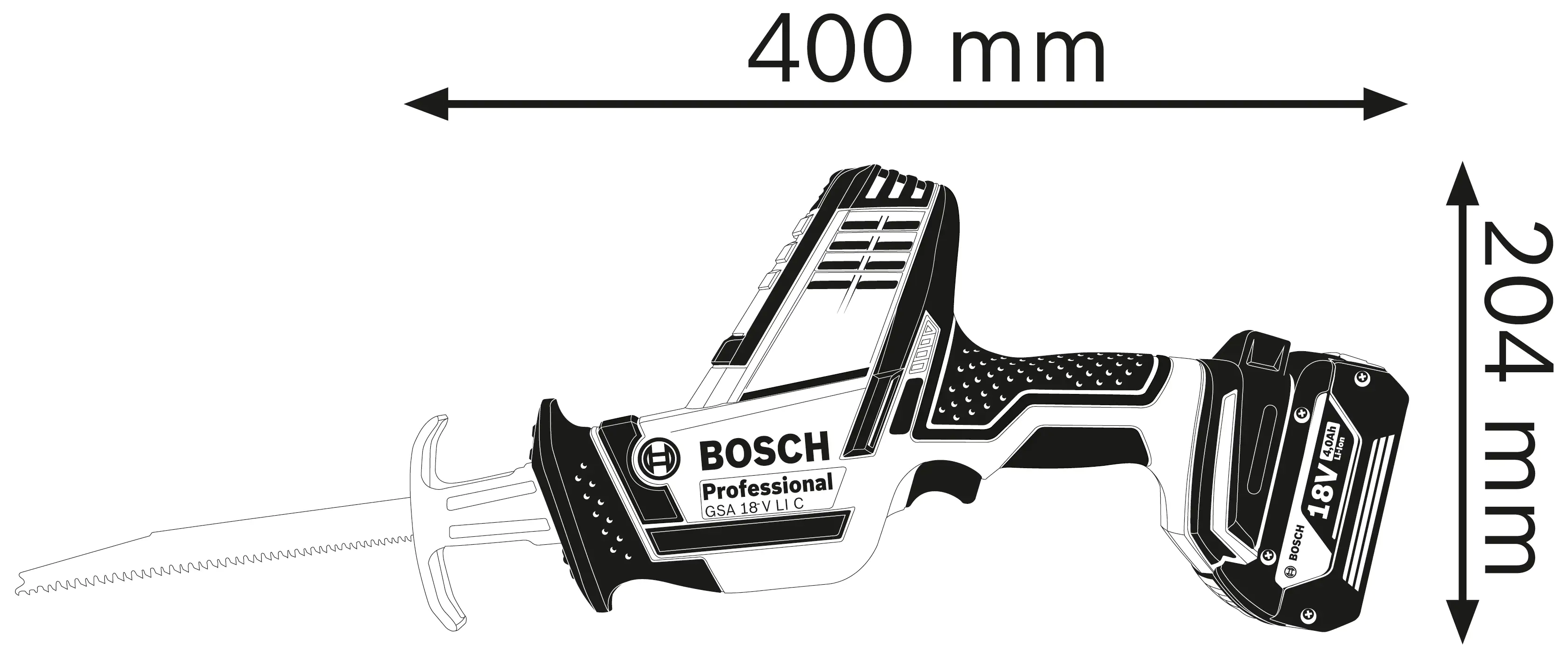 Bosch Professional Akku-Säbelsäge GSA 18 V-LI C Solo in L-Boxx