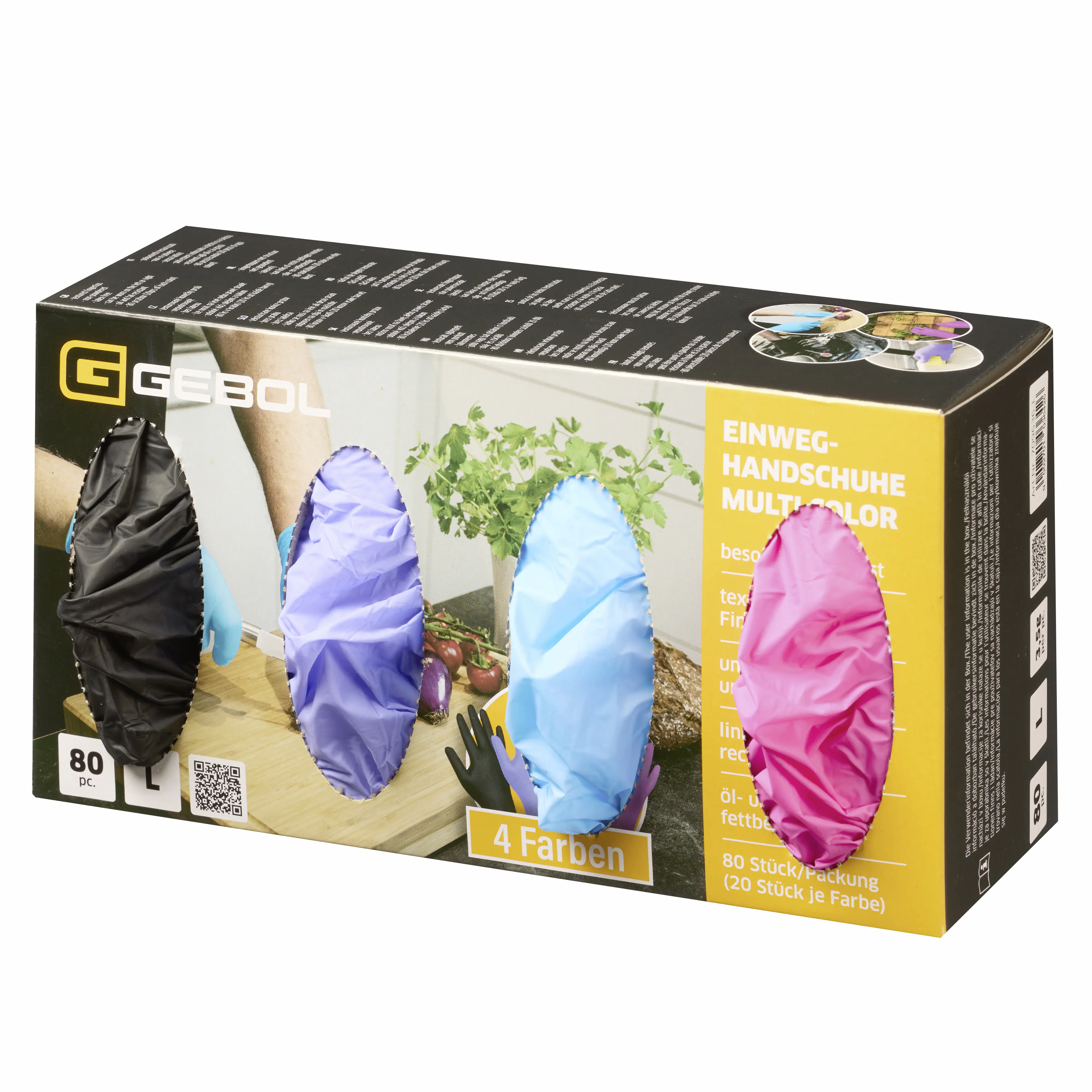 Gebol Einweghandschuhe ungepudert Gr. L Multi Color 80 Stück