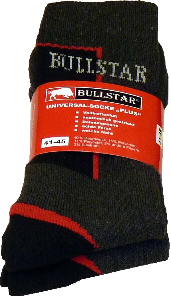 Bullstar Universalsocken Plus 2er Pack grau-rot