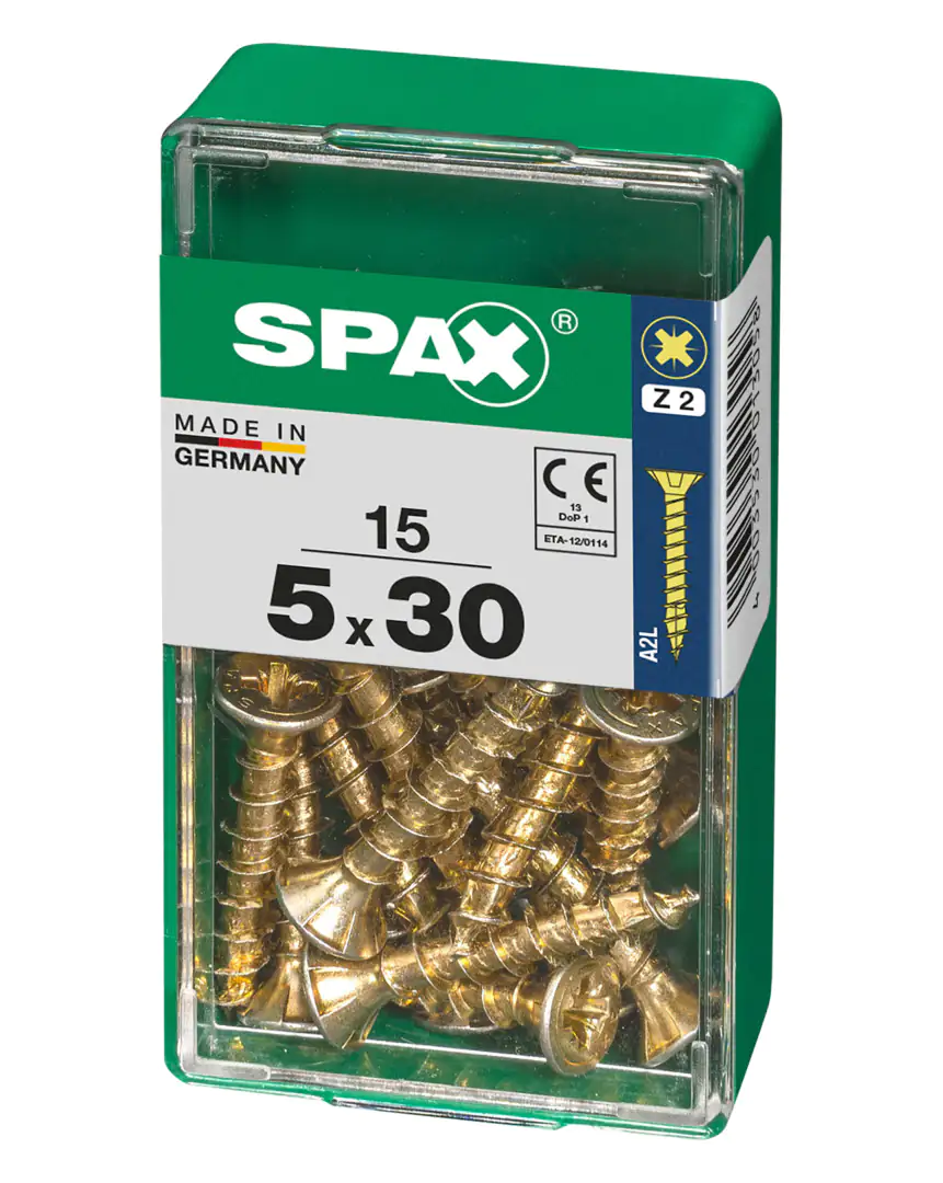 Spax Universalschrauben 5.0 x 30 mm PZ 2 - 15 Stk. Spax Universalschrauben 5.0 x 30 mm PZ 2 - 15 Stk.