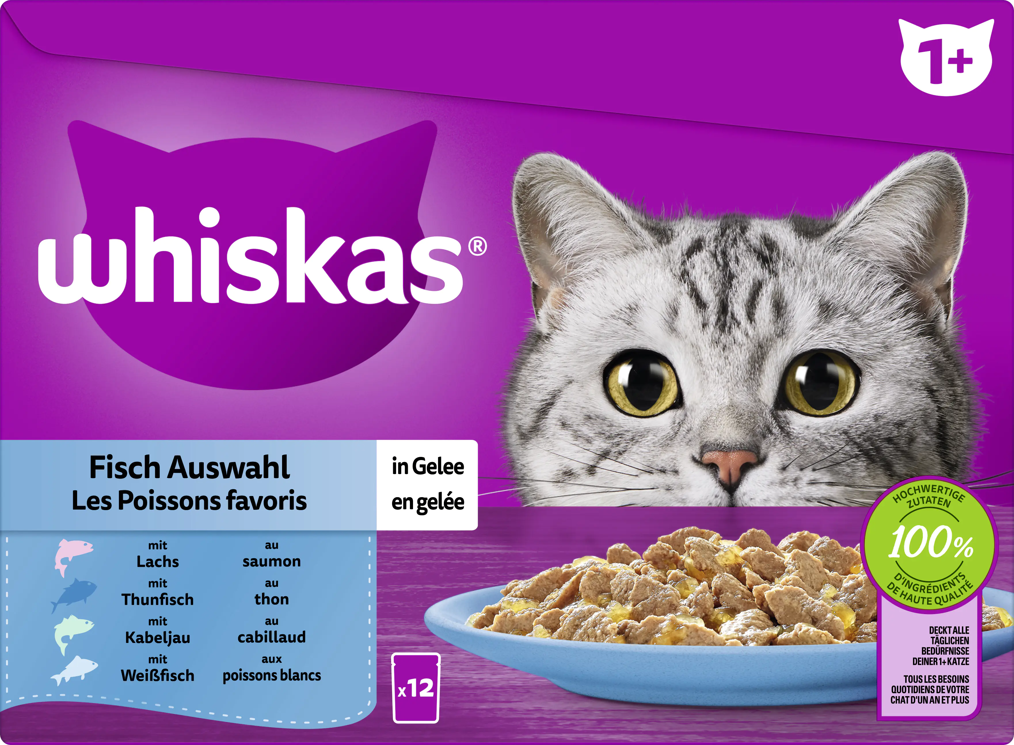 Whiskas Multipack 1+ Fisch in Gelee 12 x 85 g
