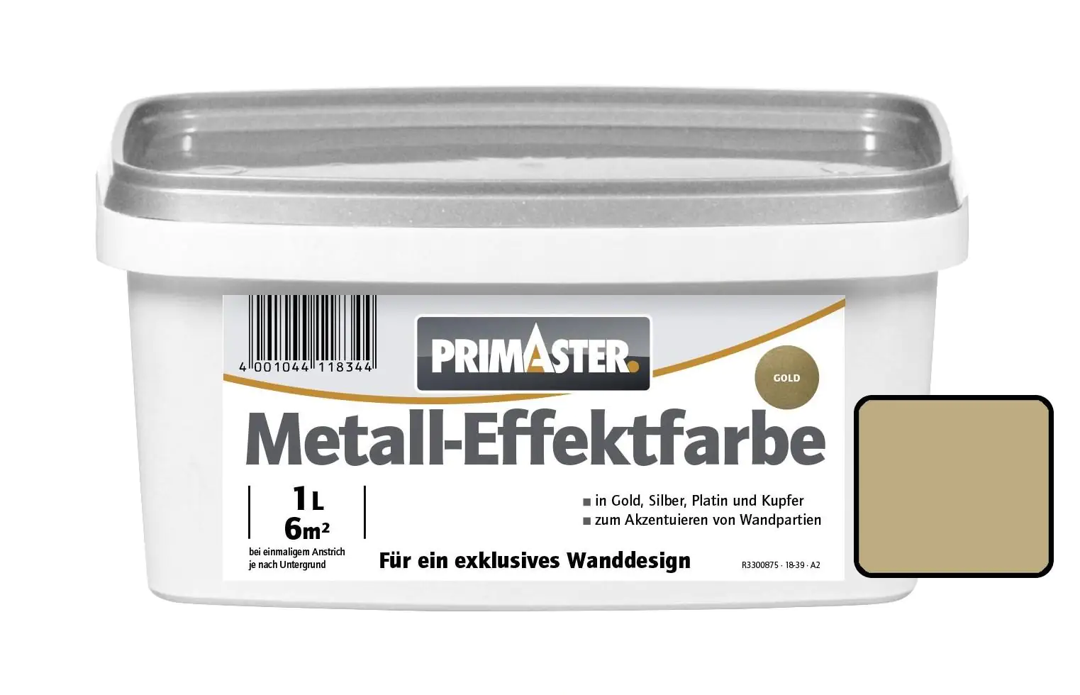 Primaster Metall-Effektfarbe 1 L gold seidenglanz