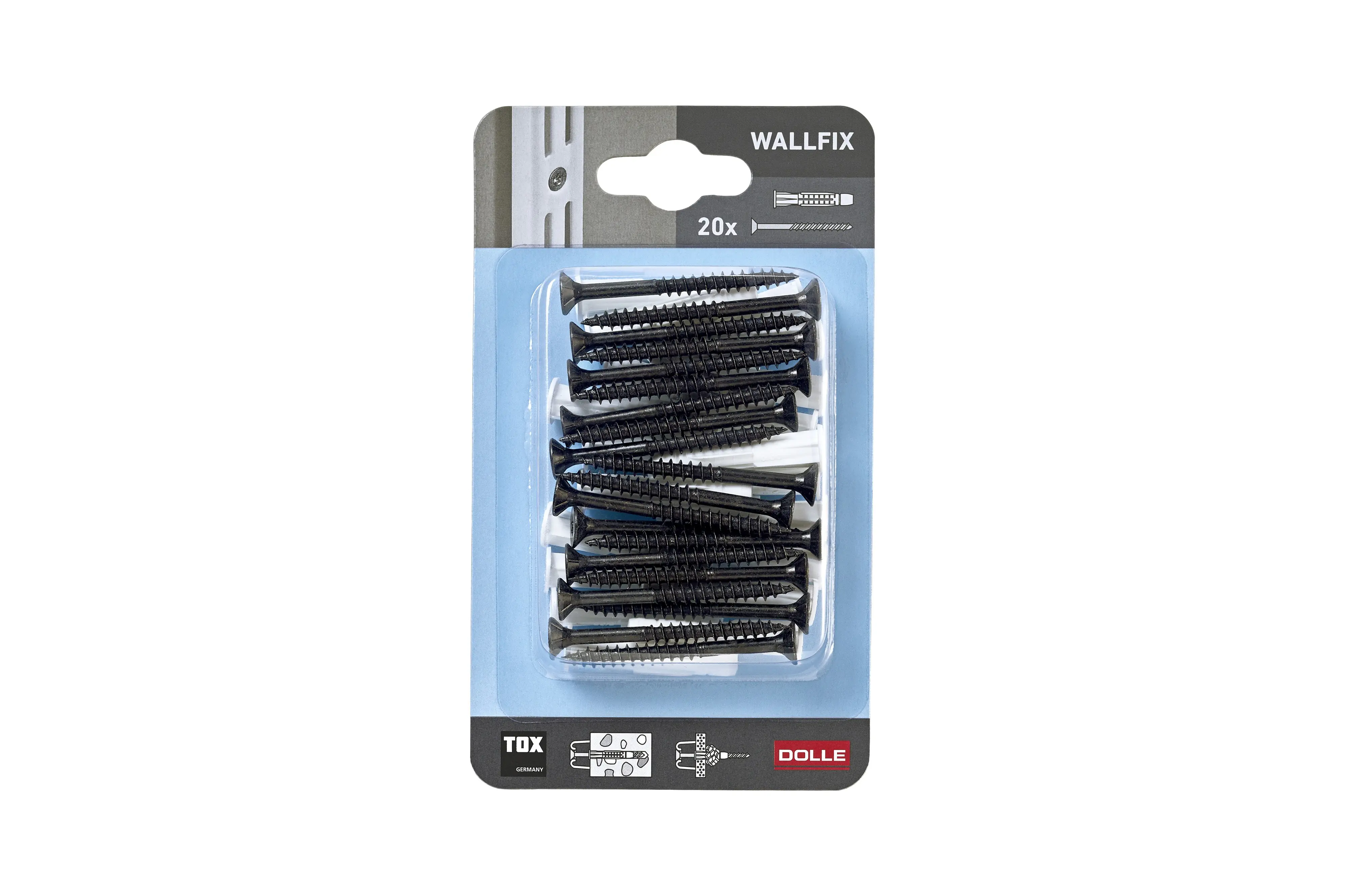 Dolle Regalbefestigungs-Set Wallfix 14,5 cm schwarz 20 Stück