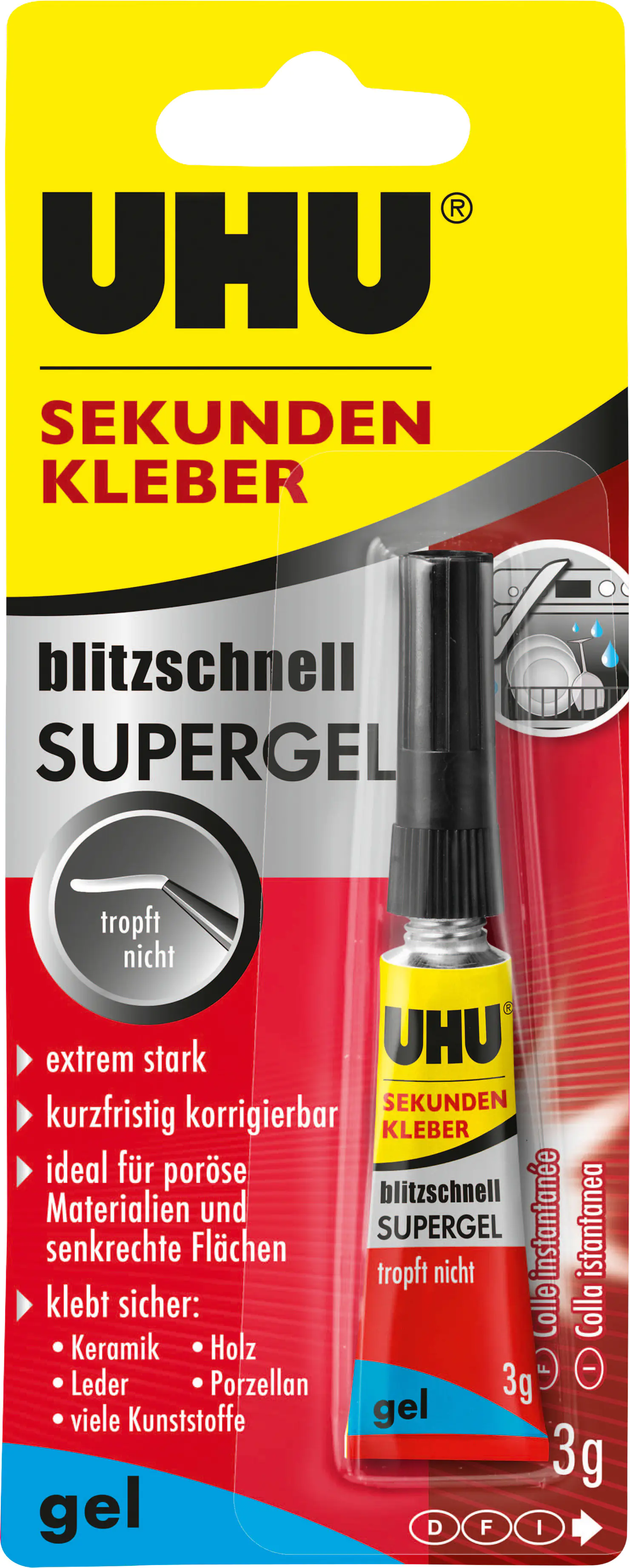 UHU Sekundenkleber blitzschnell Supergel 3 g UHU Sekundenkleber blitzschnell Supergel 3 g