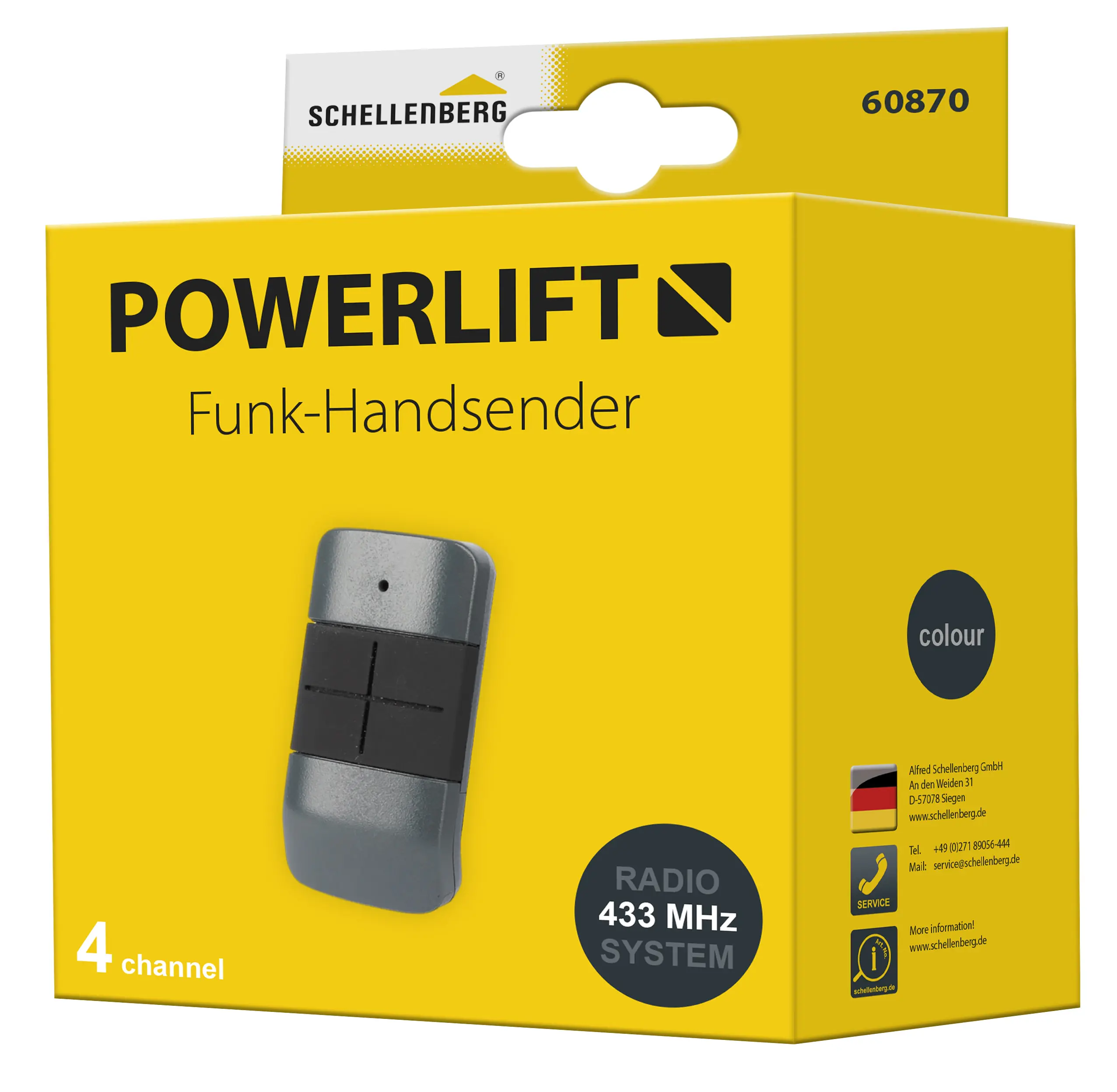Schellenberg Funk-Handsender Powerlift 4-Kanal für Garagentore