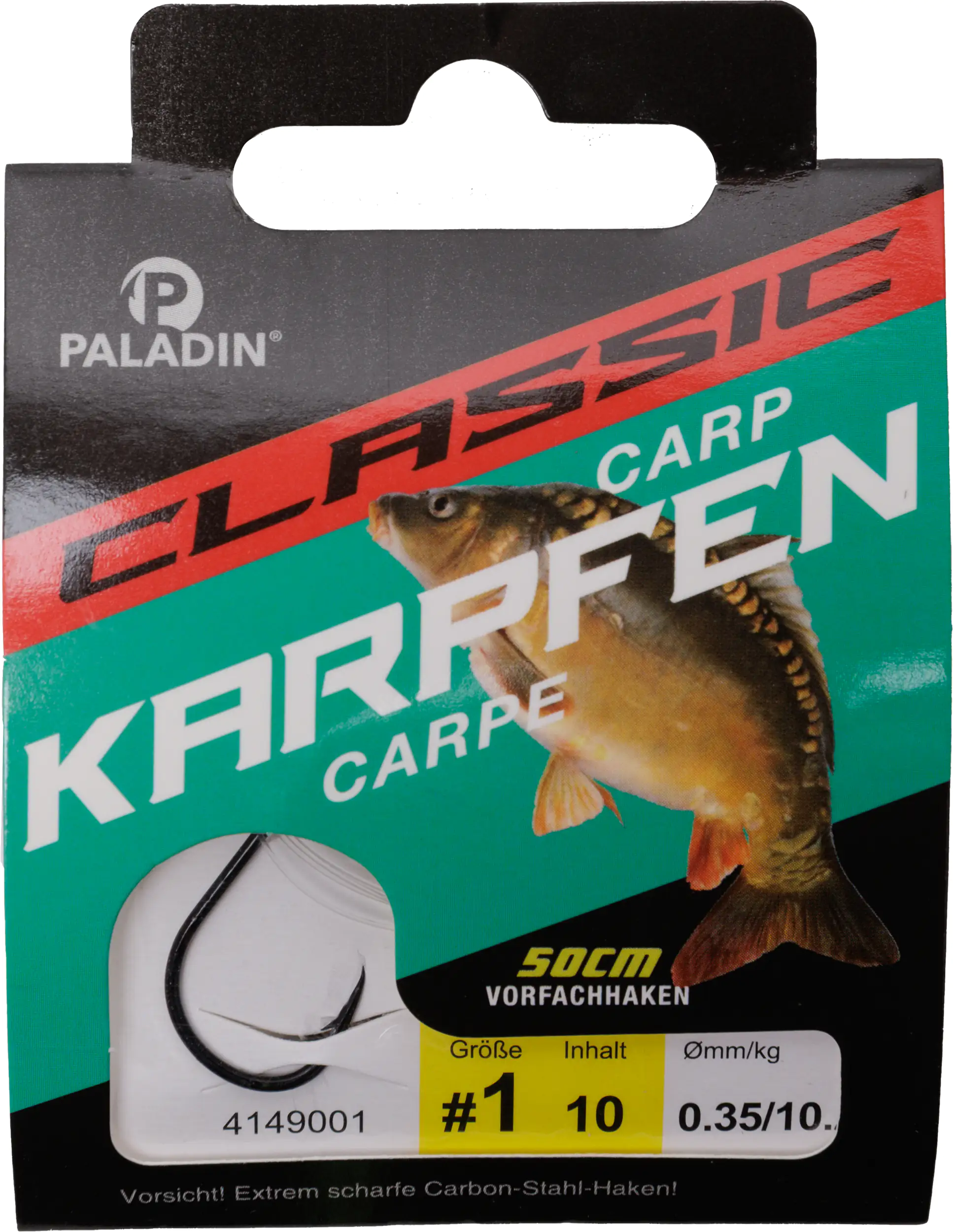 Paladin Karpfenhaken gebunden Größe 1 50 cm 10 Stück schwarz