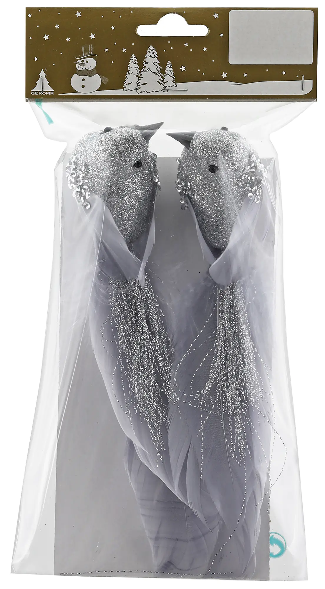 Dekofigur Vögel Kunststoff mit Clip 20 cm silber grau 2 Stück