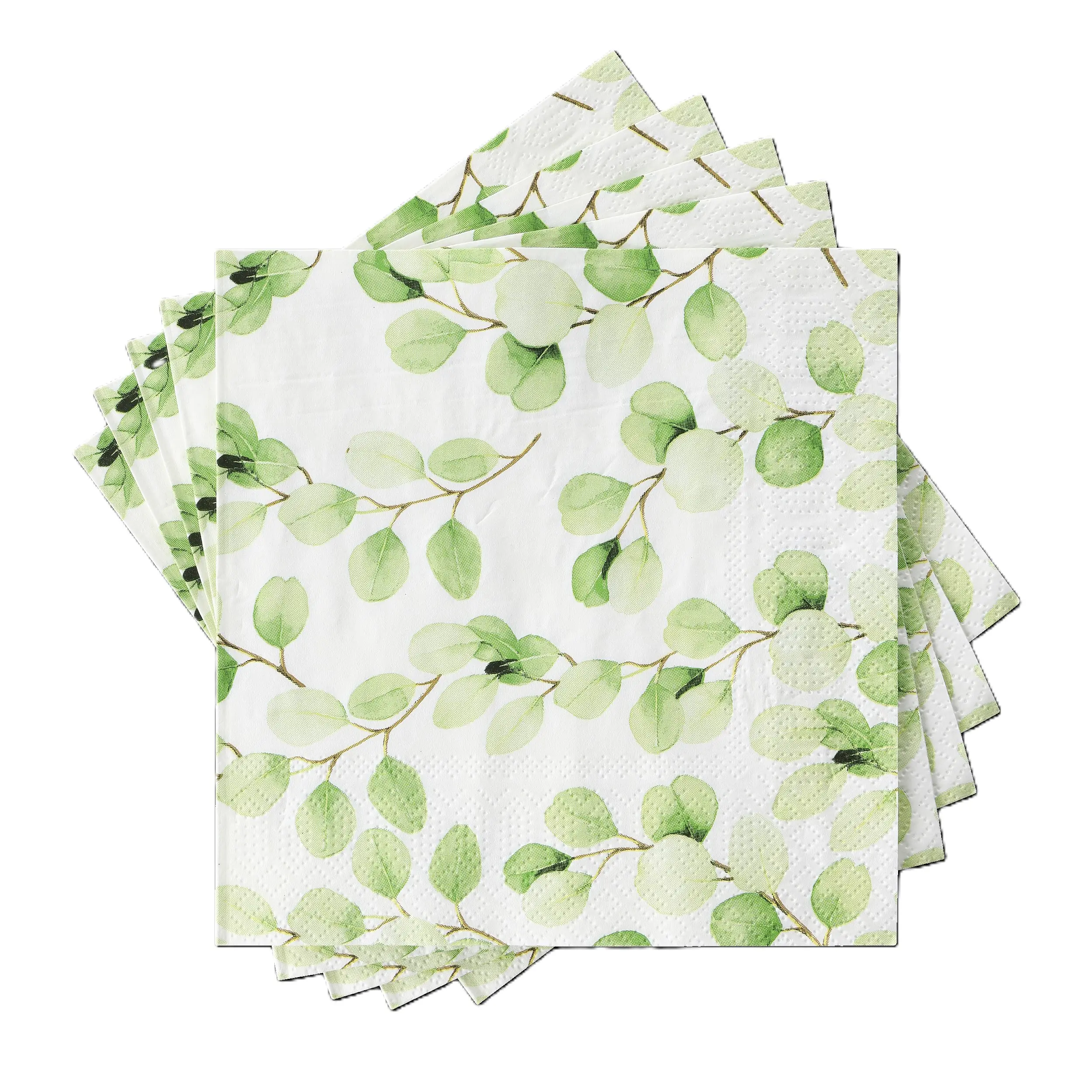 Eglo Servietten Motiv Grüne Blätter Mahuli grün weiß 17 x 17 cm - 20er Pack