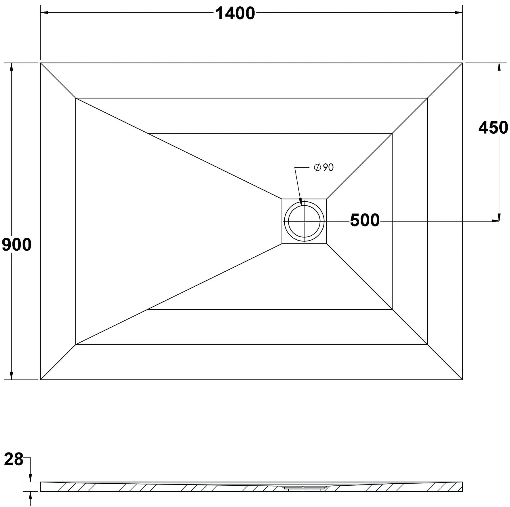 Ottofond Duschwanne Strato 140 x 90 x 2,8 cm, weiß Ottofond Duschwanne Strato 140 x 90 x 2,8 cm, weiß