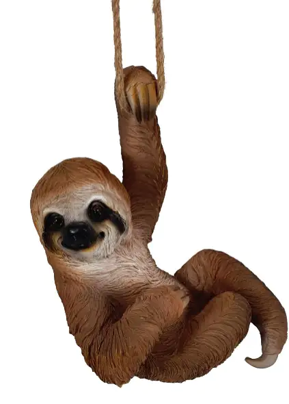 Dekofigur Faultier hängend 29 x 18 cm braun