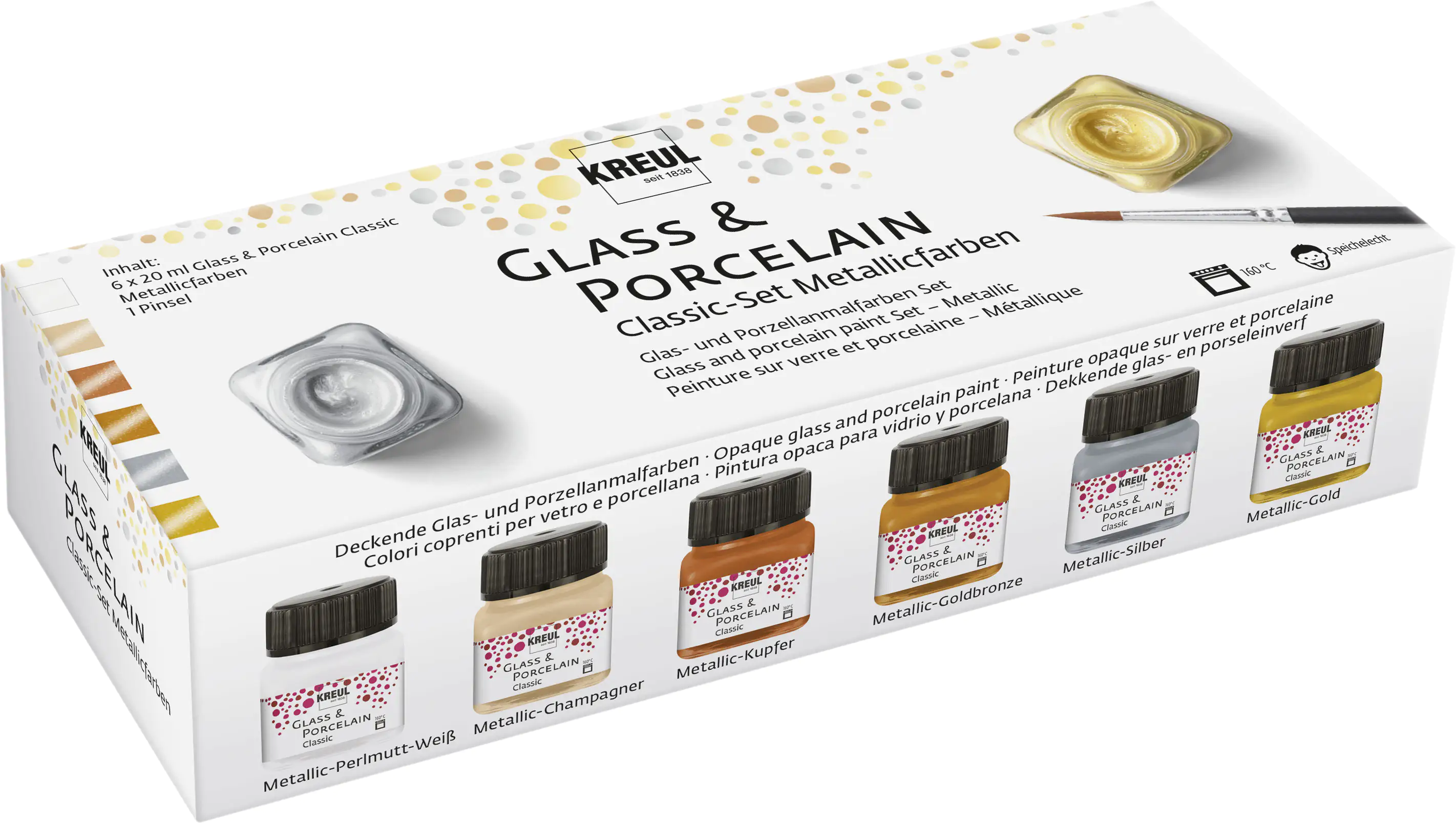 Kreul Glass & Porcelain Classic Metallicfarben Set 6 x 20 ml