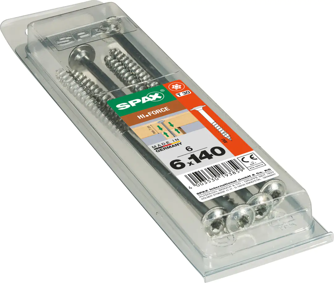 Spax Holzbauschrauben 6.0 x 140 mm TX 30 Zylinderkopf - 6 Stk.