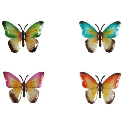 Flamingo Dekofigur Schmetterling Metall 38 x 30 cm 4-fach sortiert