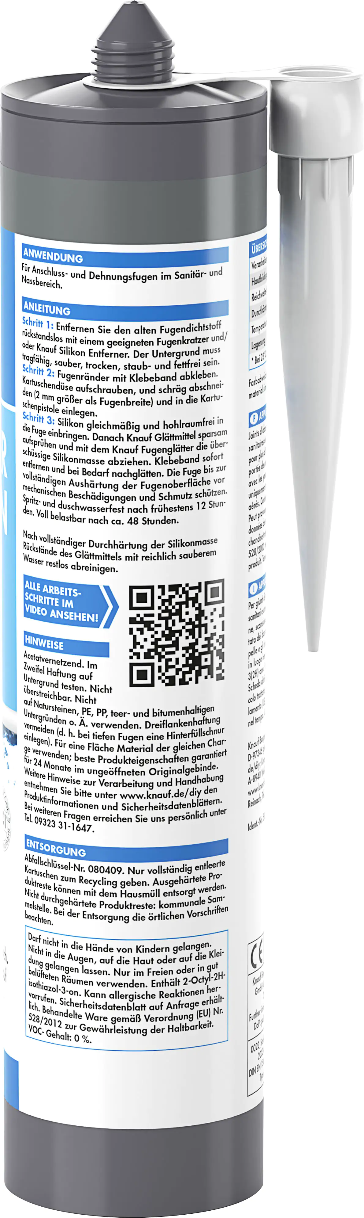 Knauf Sanitär Silikon anthrazit 300 ml Knauf Sanitär Silikon anthrazit 300 ml